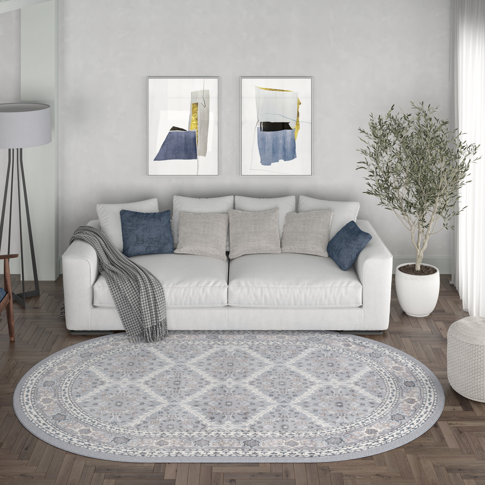 Tayse MDN3709 5X8OVL Madison 5 x 8 (ft) Loomed Polypropylene Gray Rectangular Indoor Area rug