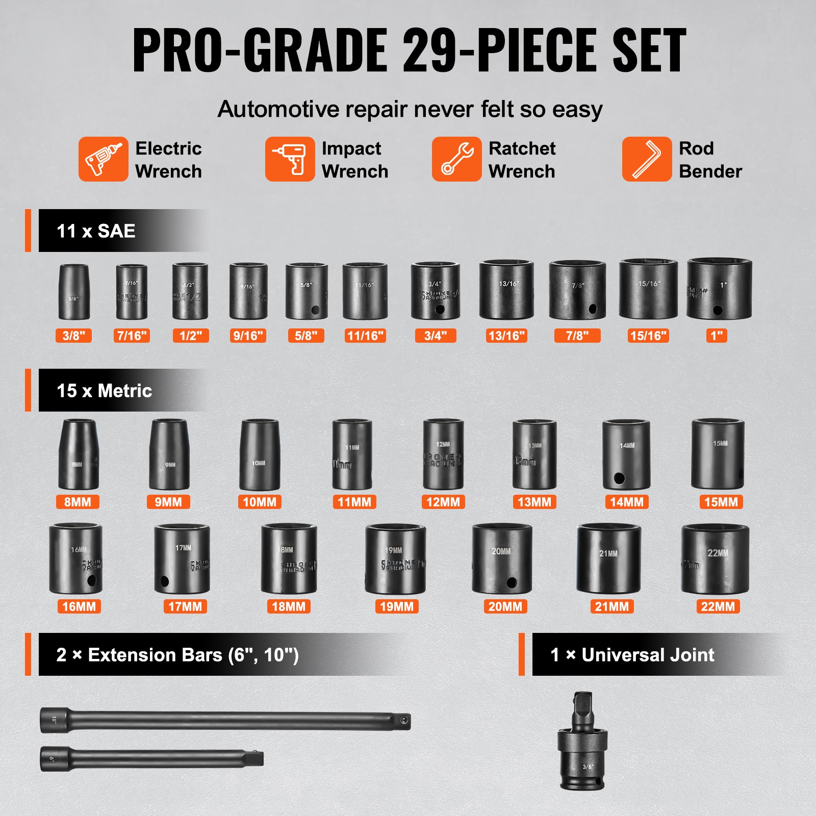 VEVOR SCCJTTZJ1CRV06160V0 Impact-Socket-Sets - View #3