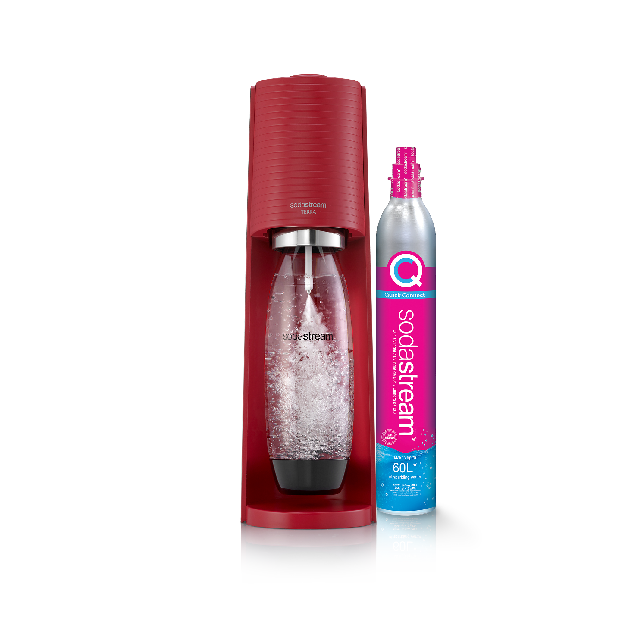 SodaStream Terra Red Soda Maker with Sparkling Water Function - Cordless  Design, Dishwasher Bottle, CO2 Cylinder Included in the Flavored Water &  Soda Makers department at