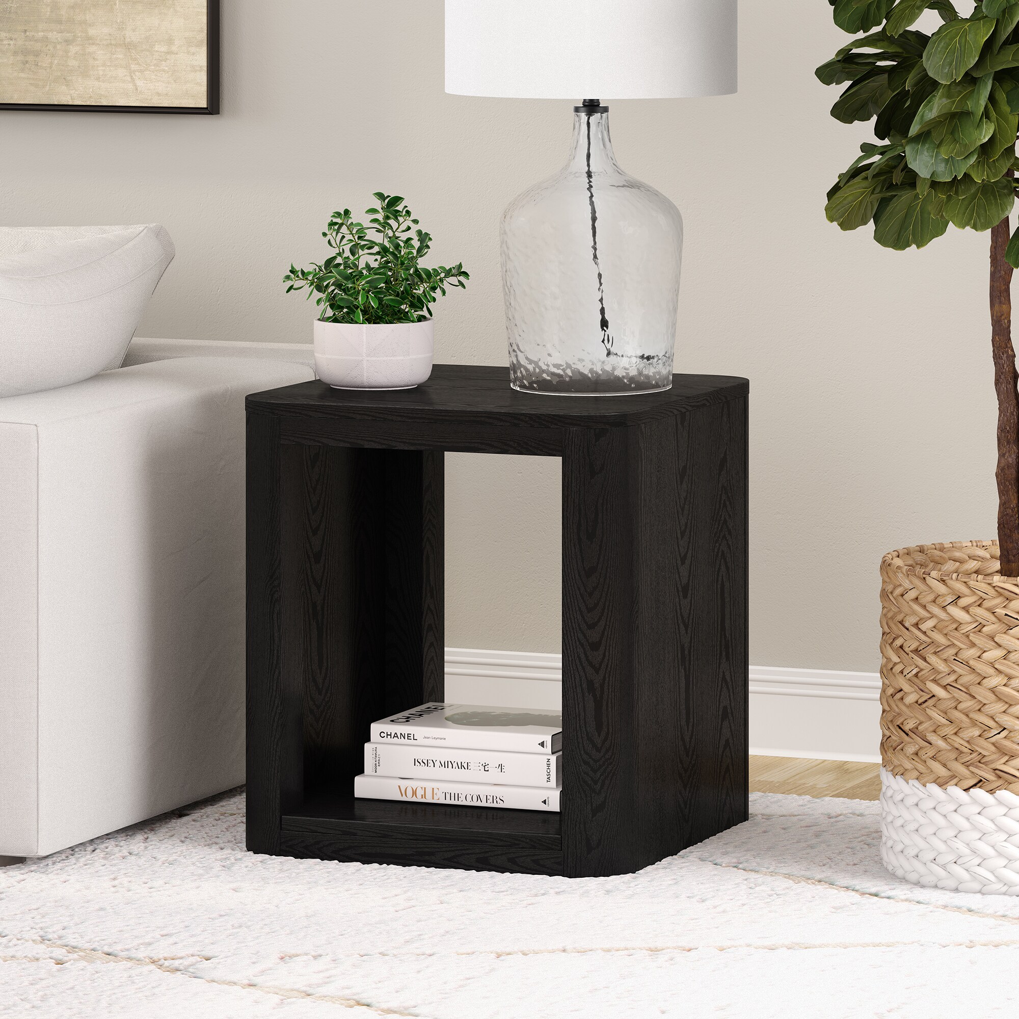 Hailey Home ST2182 Kellan 20-Inches W x 21.75-Inches H Black Grain Composite Square Modern End Table Assembly Required