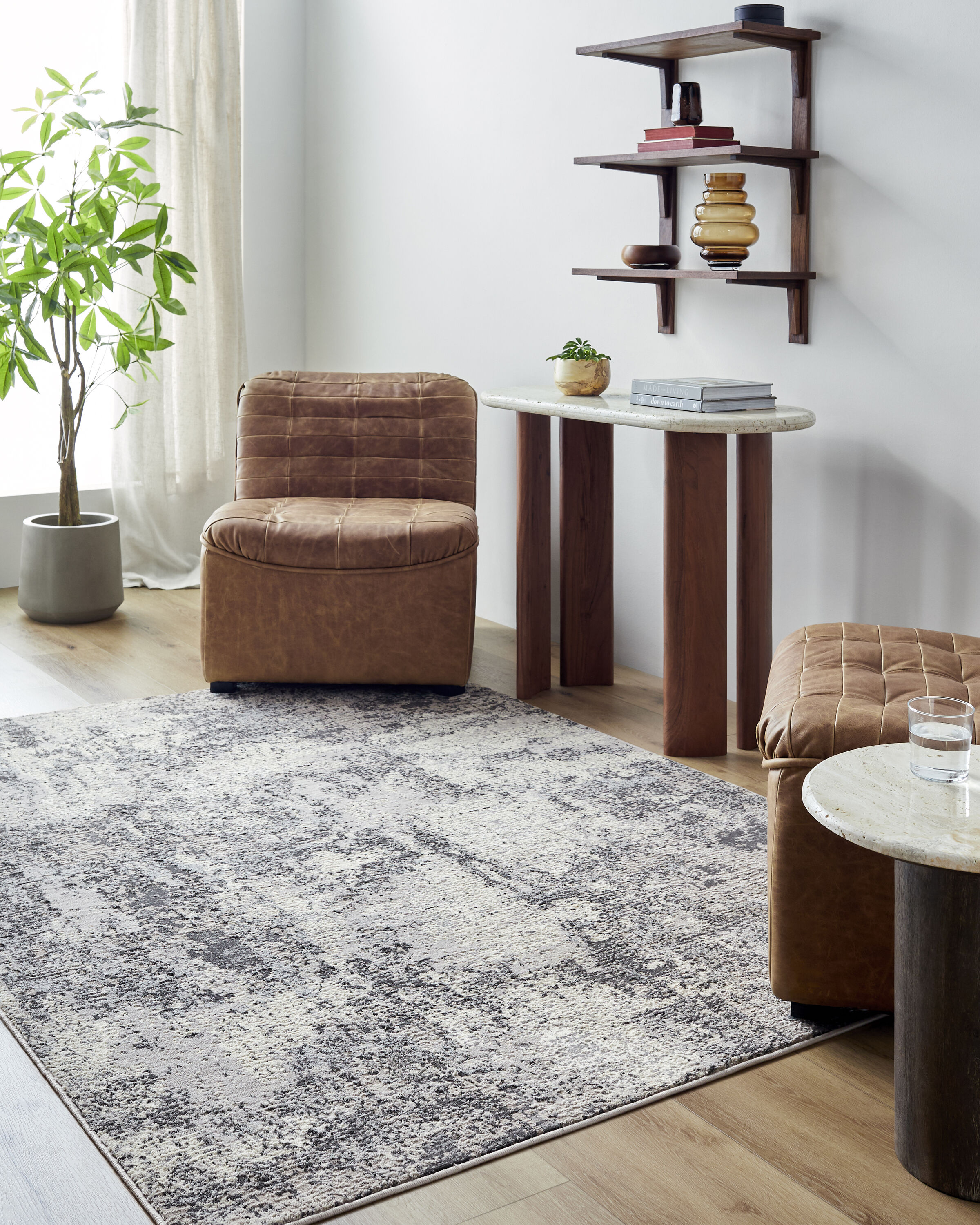 Livabliss MBR2302-537 Marbella 5 x 7 (ft) Rayon from bamboo Gray Rectangular Indoor Rustic Area rug