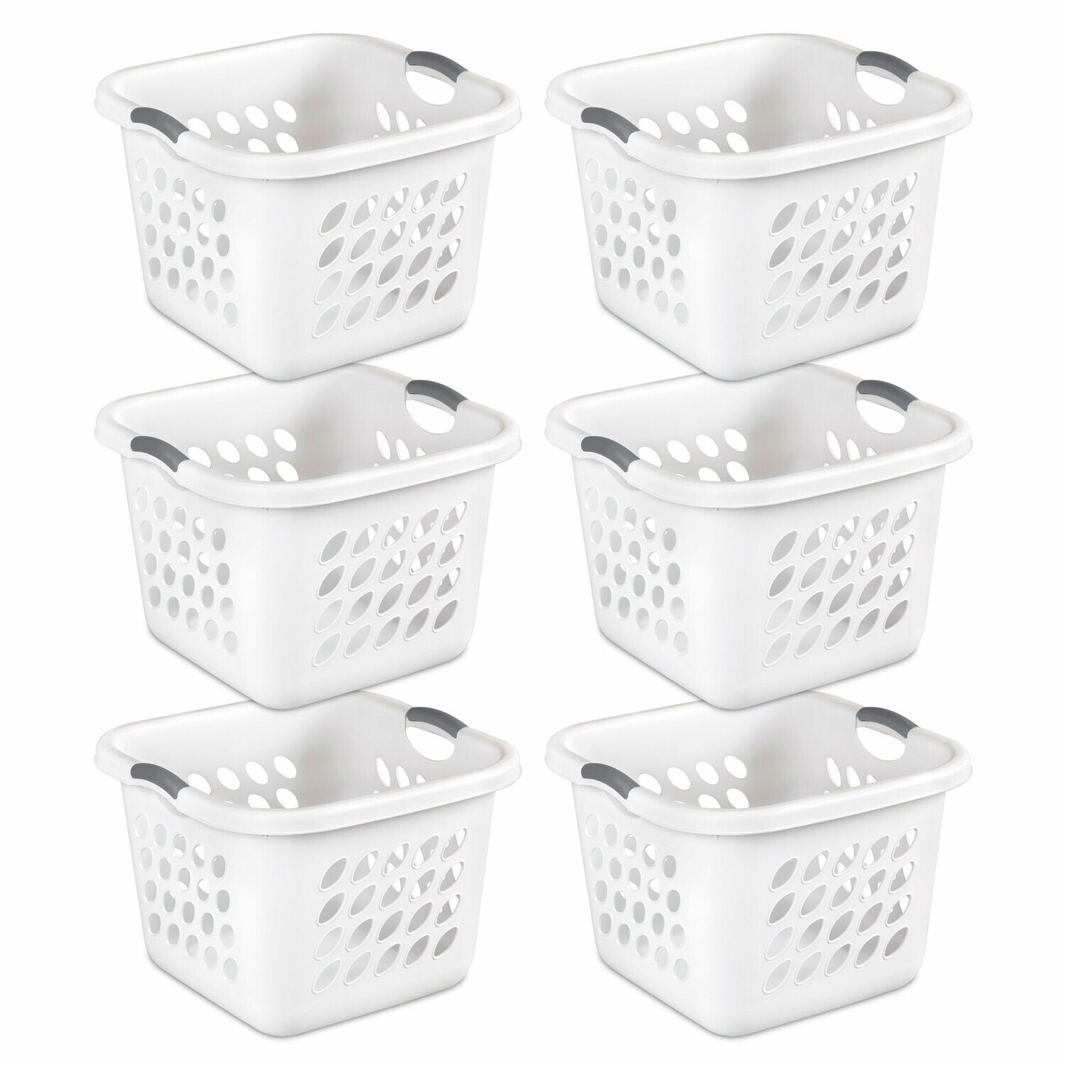 White Square Plastic Laundry Basket with Ventilation Holes