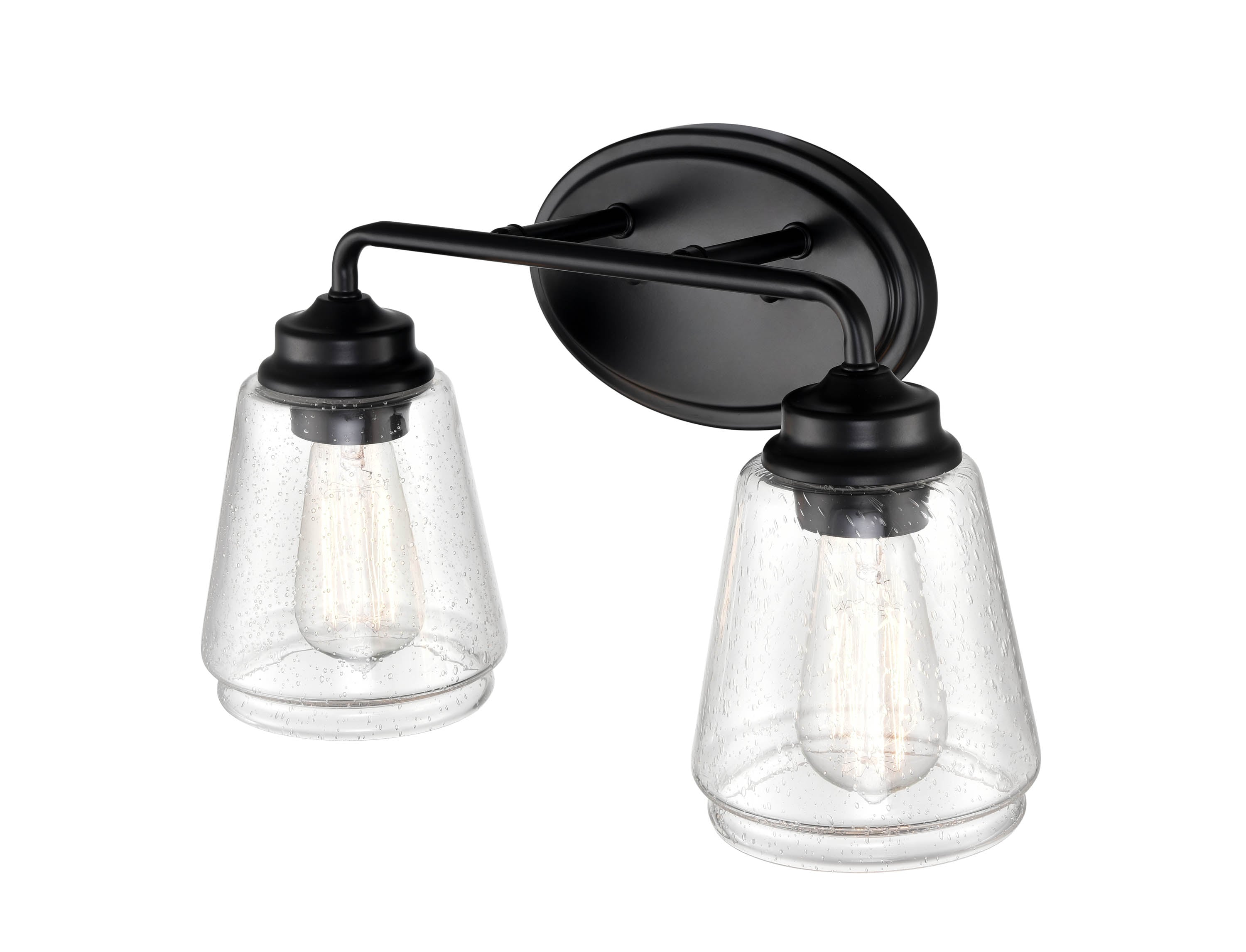Elegant Matte Black 2-Light Vanity Fixture for Bathroom