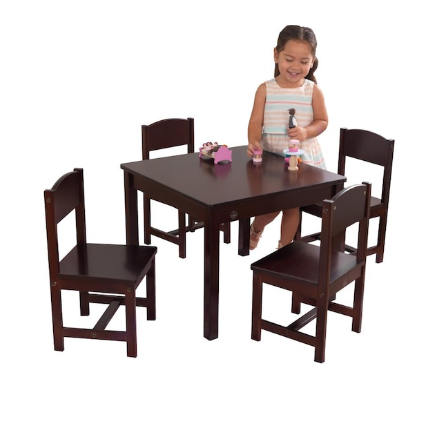 Kidkraft Farmhouse Espresso Square Kid, Children S Dining Room Table And Chairs