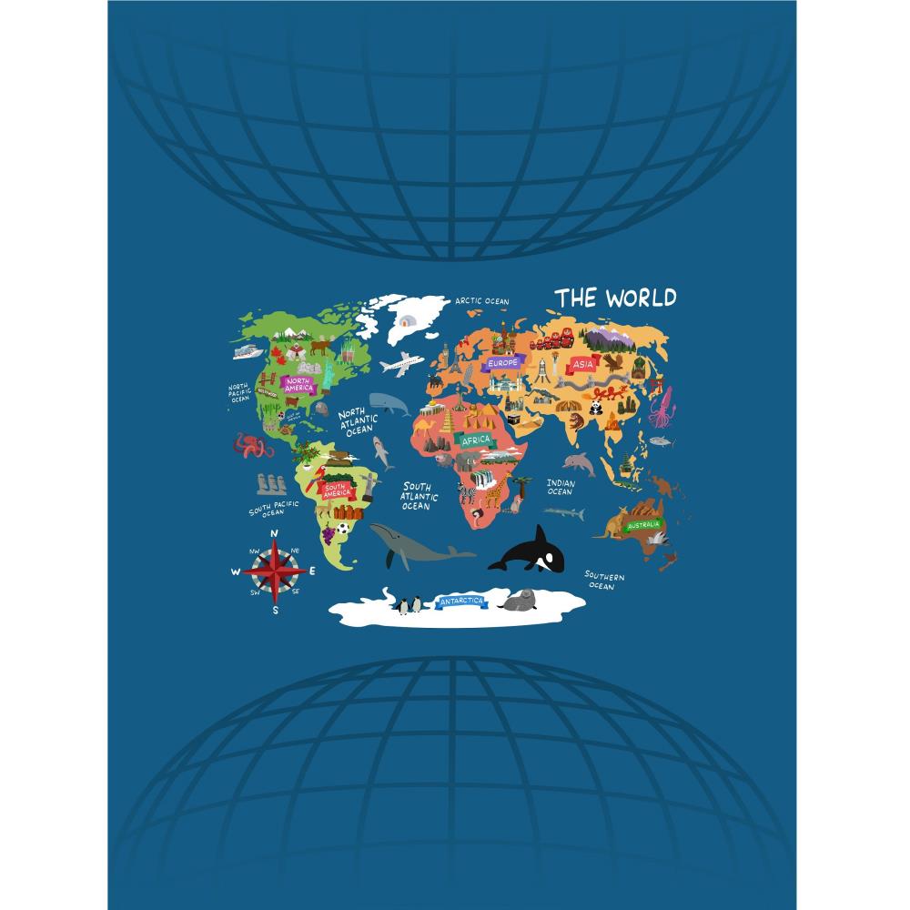 Blue Twin XL World Map Microfiber Comforter Set