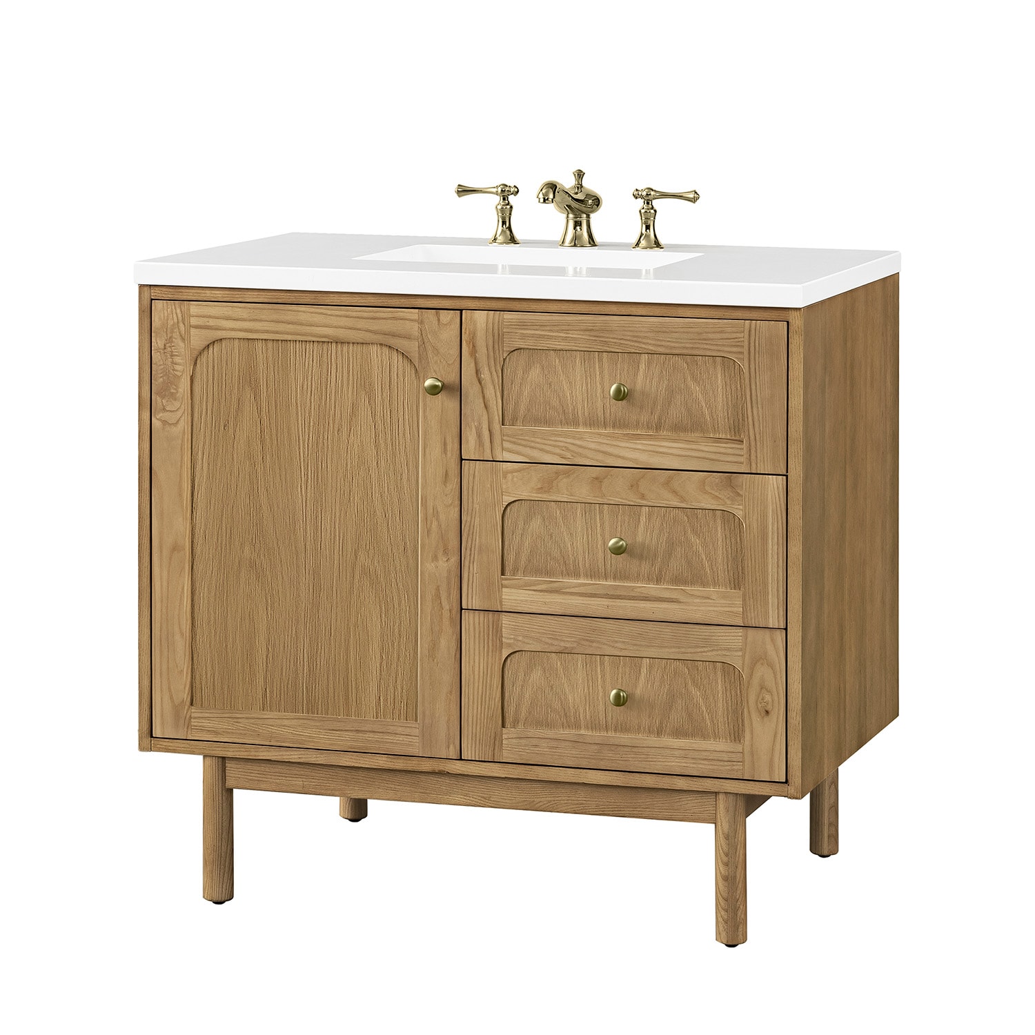 Laurent 36'' Light Natural Oak Single Vanity with Quartz Top