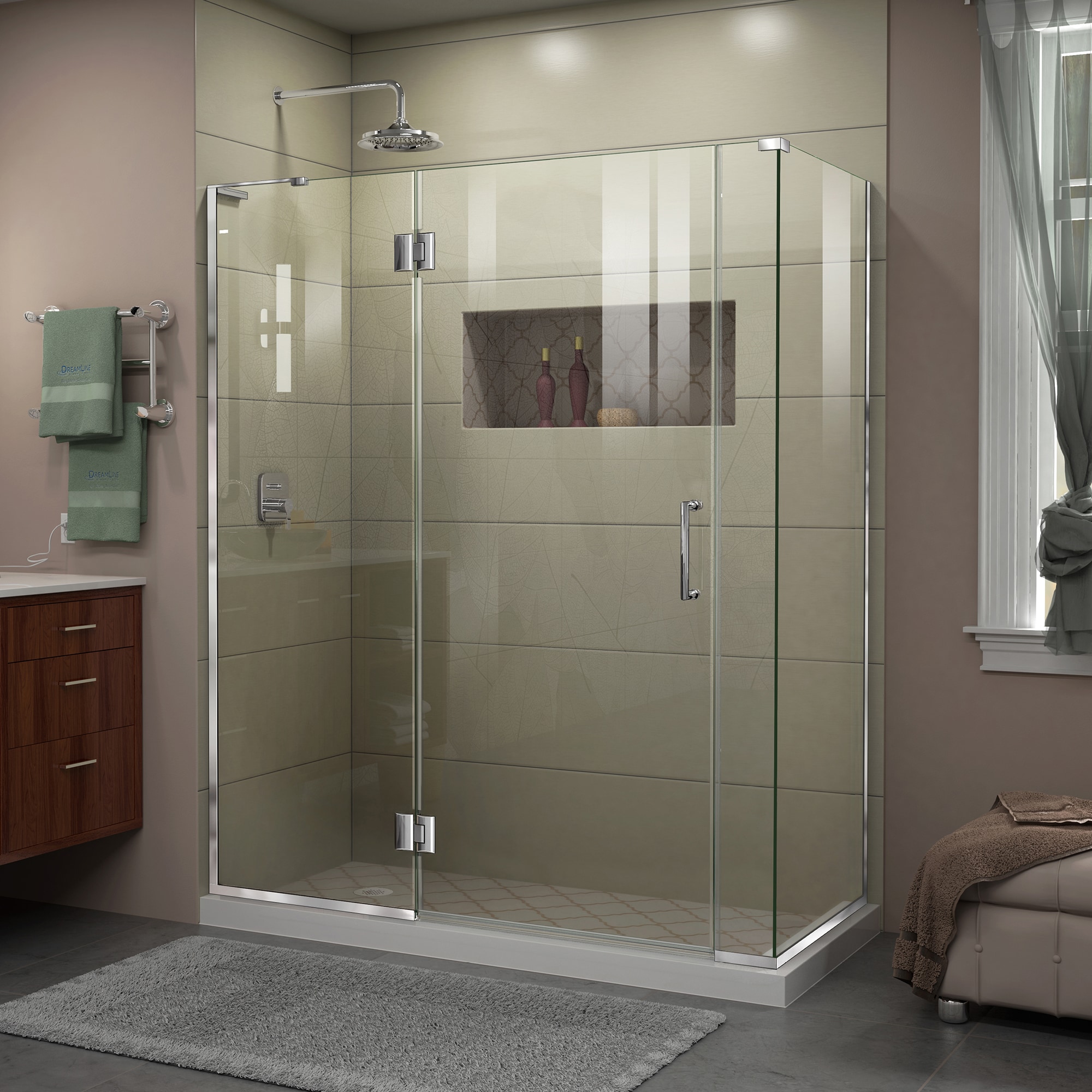 DreamLine Unidoor-X 58-in x 72-in Single Frameless Hinged Chrome ...