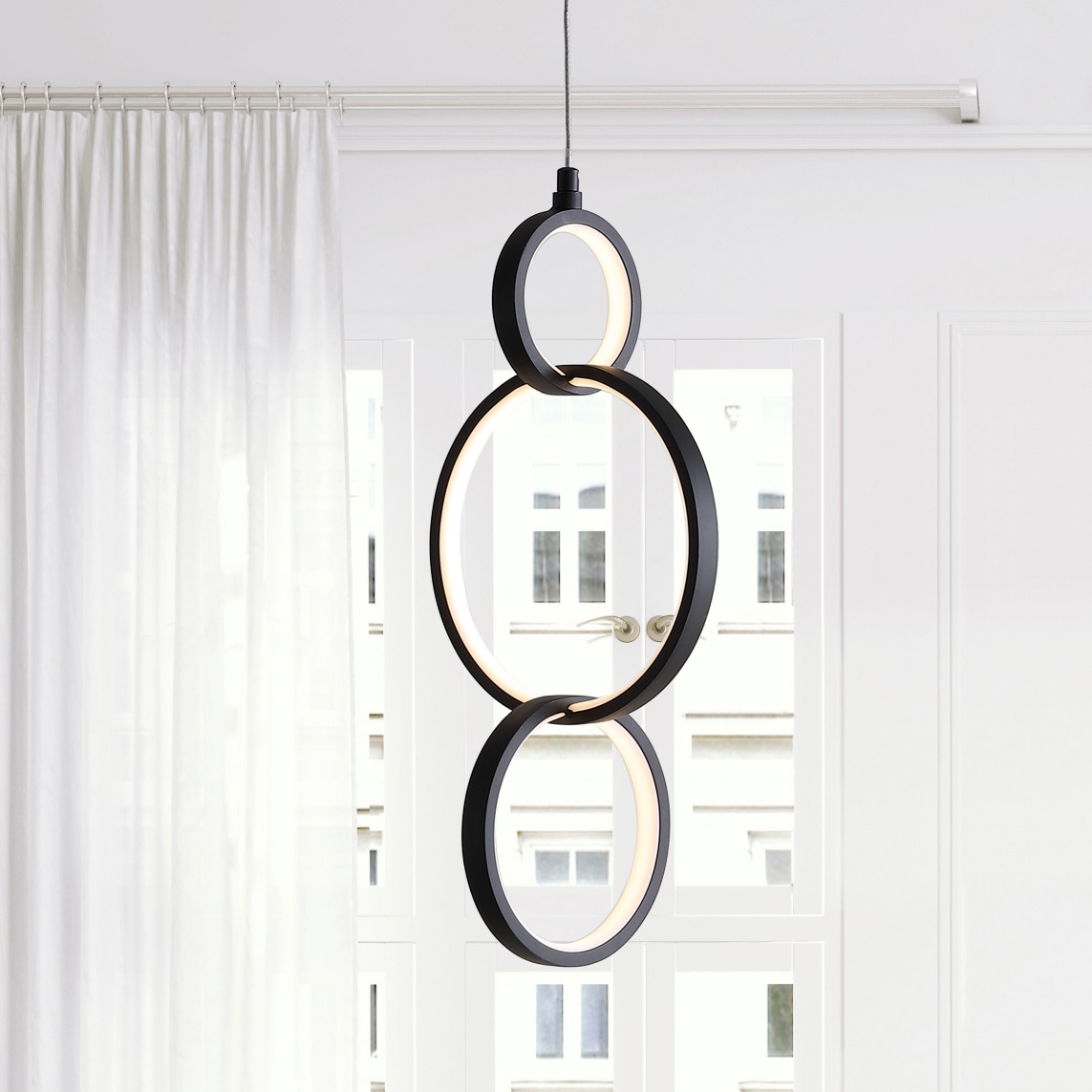 Loop 7.75" Black Adjustable LED Metal Geometric Pendant