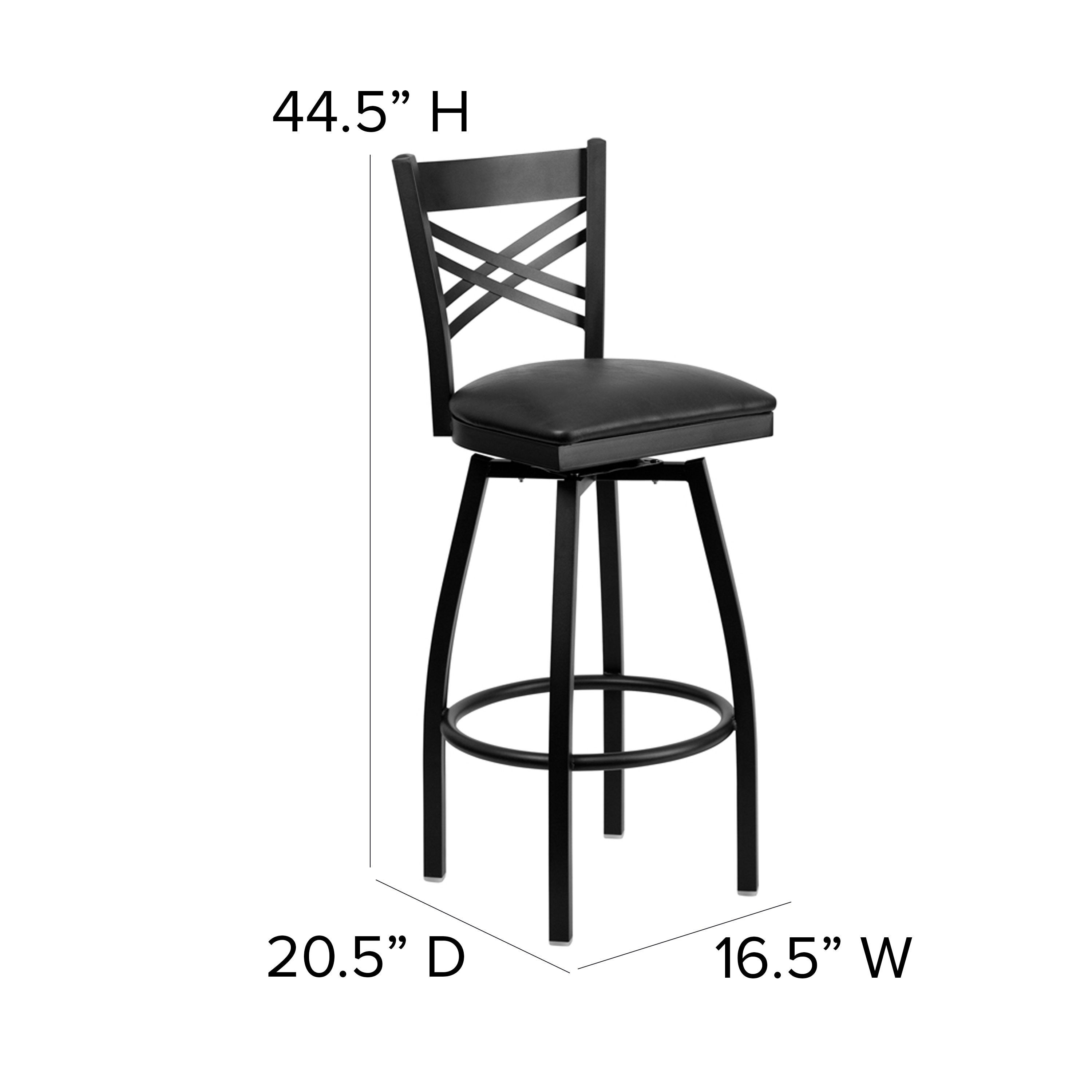 Flash Furniture Black Vinyl Seat/Black Metal Frame 32-in H Bar height ...