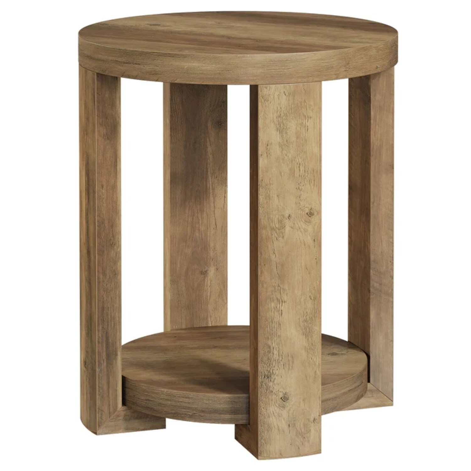 Slickblue 2 Tier Round End Table with Storage Shelves for Living Room Sofa Side Accent Table 19.69 in W x 23.62 in H Brown/ Black
