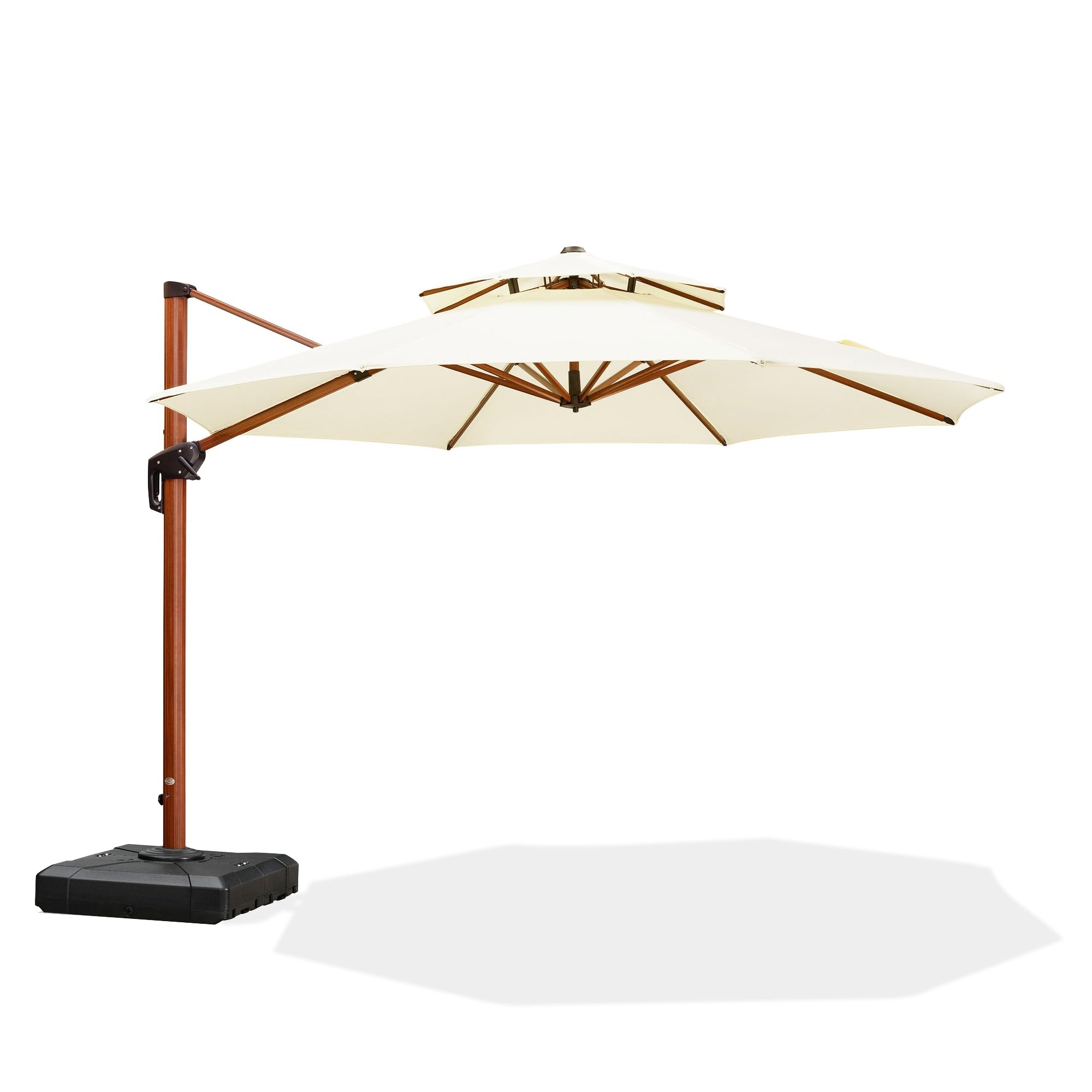 PURPLE LEAF LSGLRRM11-CR 11-ft Aluminum Off-white Crank Cantilever Patio Umbrella