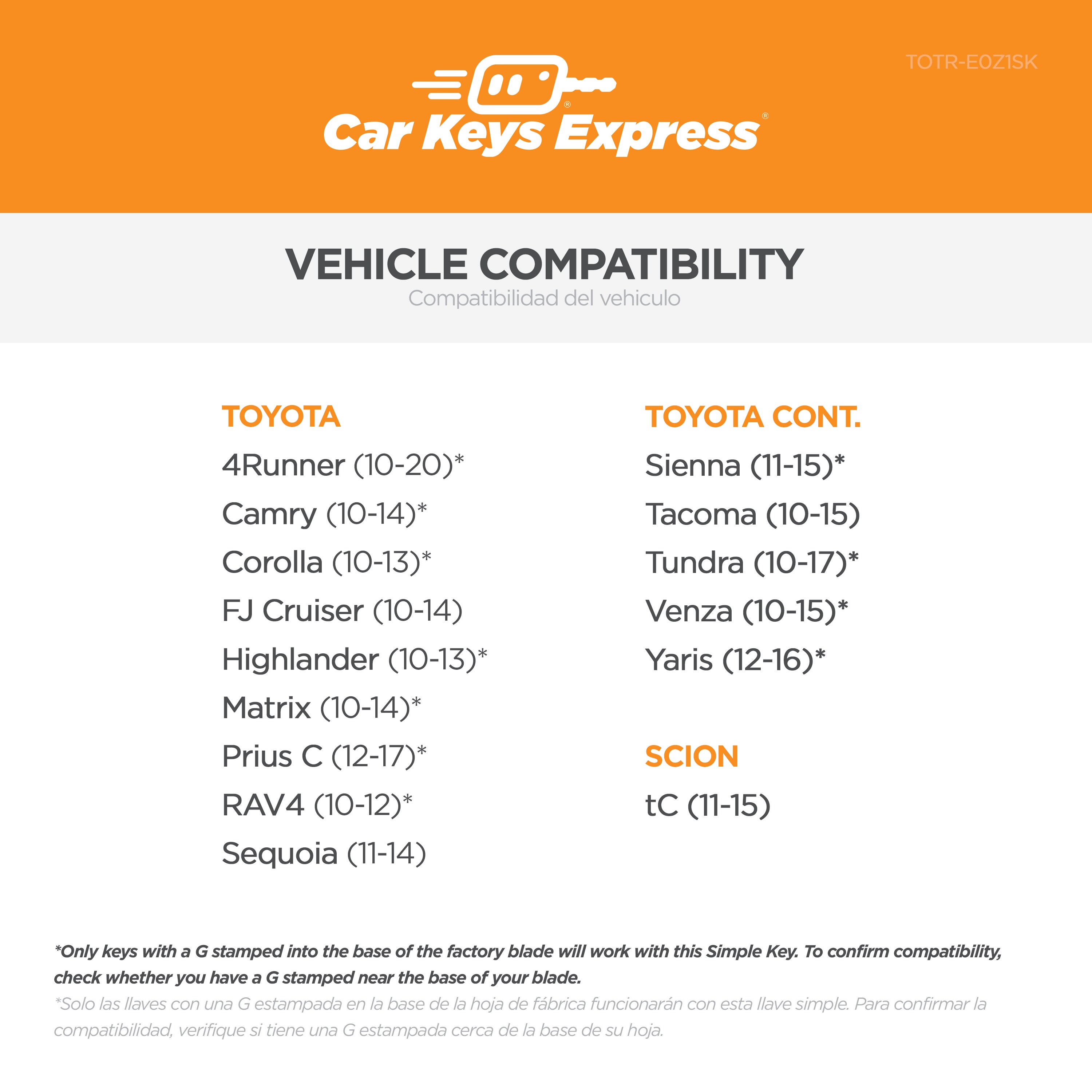 Car Keys Express TOTR-E0Z1SK c060438 - View #2