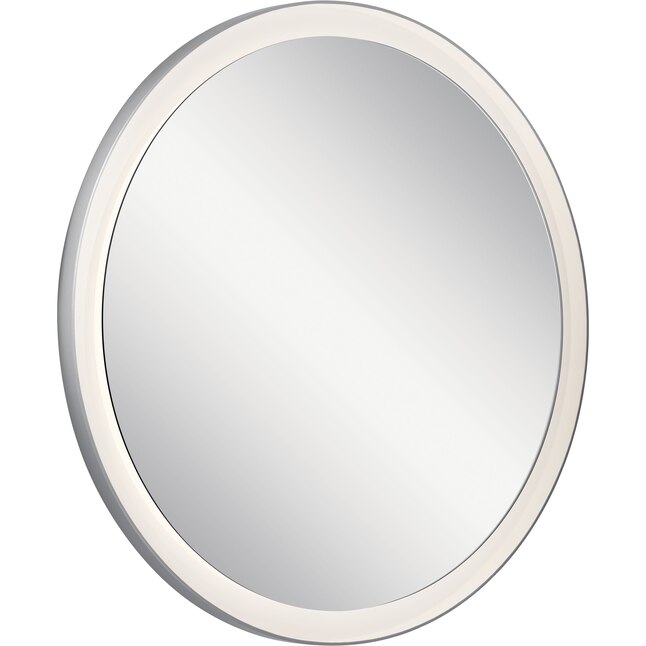 Elan Ryame 31 5 In Lighted Led Matte, Silver Circular Bathroom Mirror