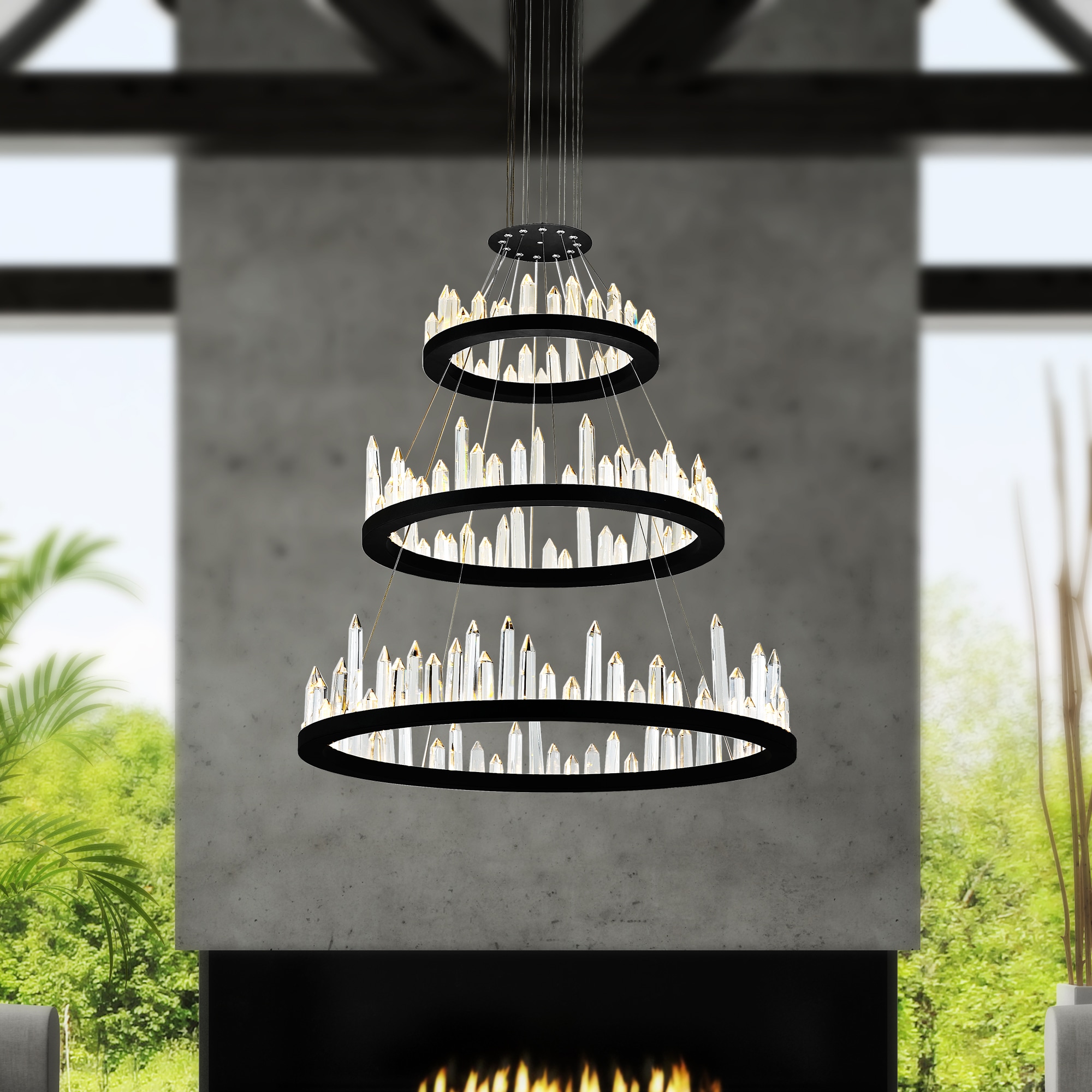 CWI Lighting 1043P32-3-101 Juliette Black Transitional Integrated LED For Use in Bathrooms, Bedrooms, Dining Rooms, Foyers, Kitchens, Living Rooms Chandelier