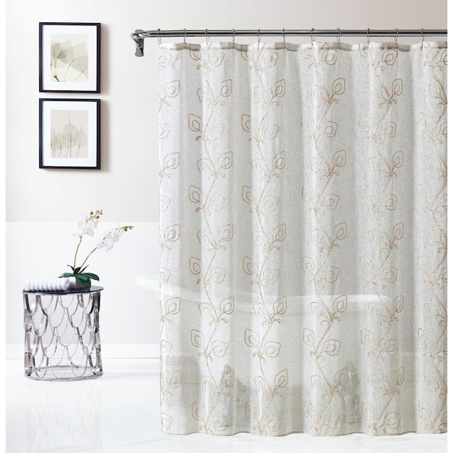 Polyester Linen Fl Shower Curtain, Black Vinyl Bathroom Window Curtains