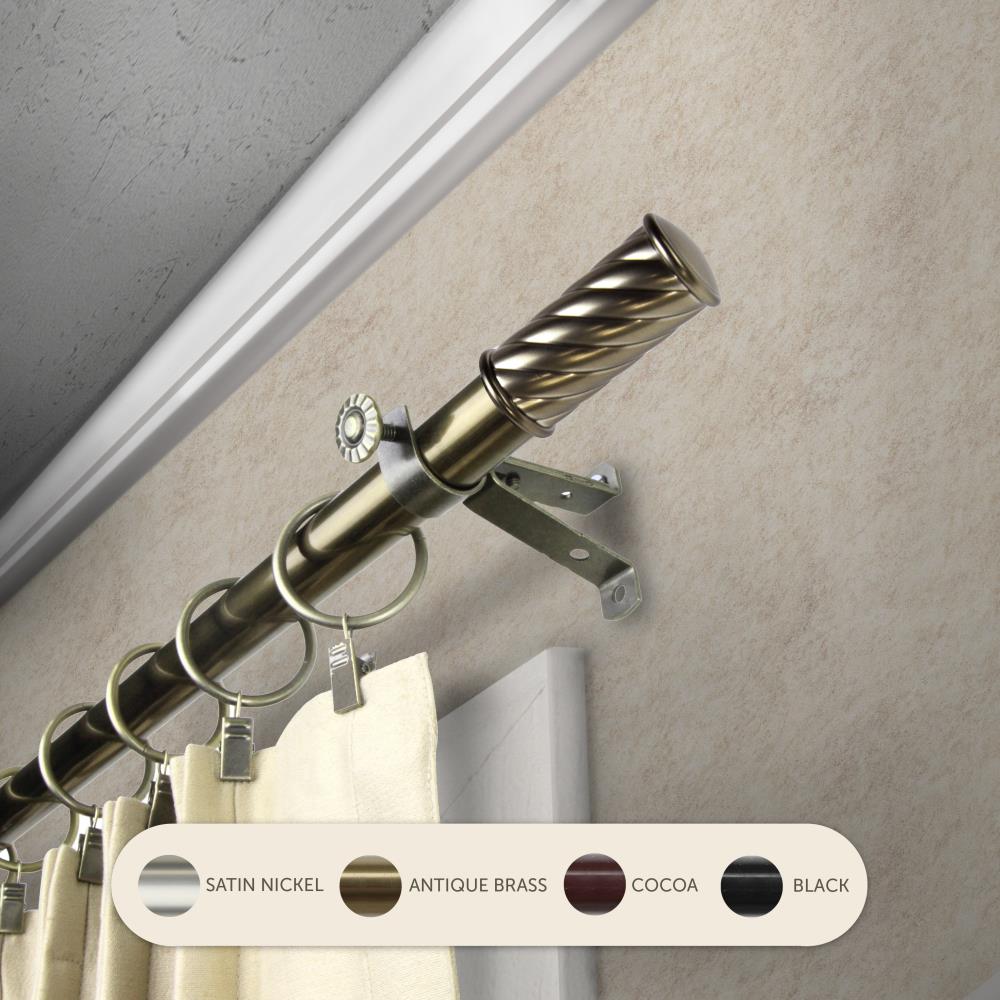 Hart & Harlow L4836-484 13/16-in Simmons 48-in to 84-in Antique Brass Steel Single curtain rod with Finials