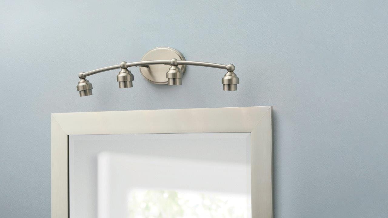 Style Selections VBK25-4BNK Mix and Match 26.5-in 4 -Light Brushed Nickel Transitional Vanity light fitter
