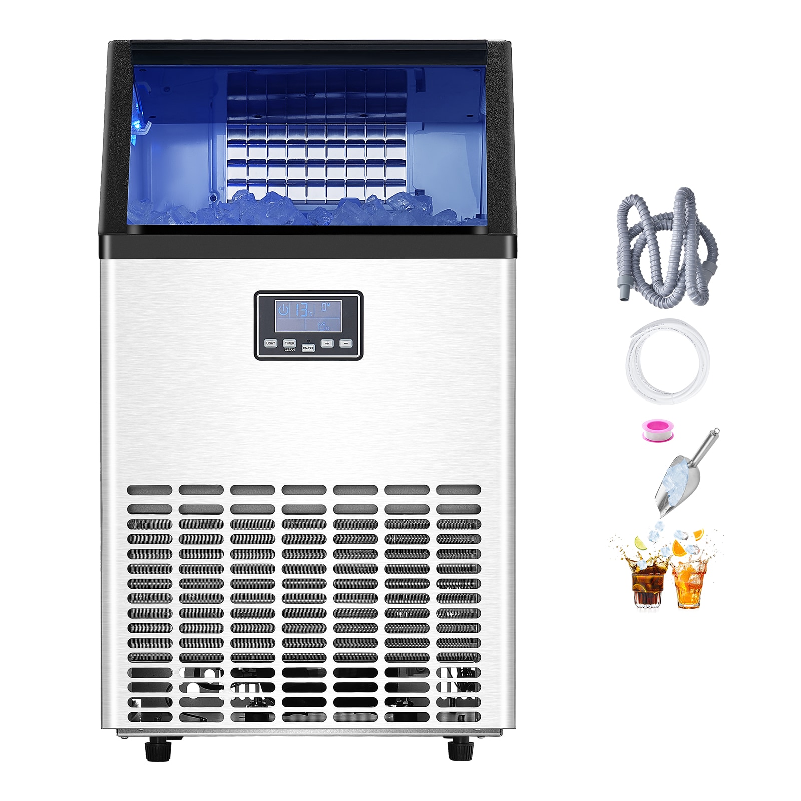 SVOPES SCSYYTSFBZBJ06822V1 33 LBs Storage Ice Maker 100lb Ice Per day Cubed Ice Maker ( Cold Rolled Steel Sheet  and  PS )