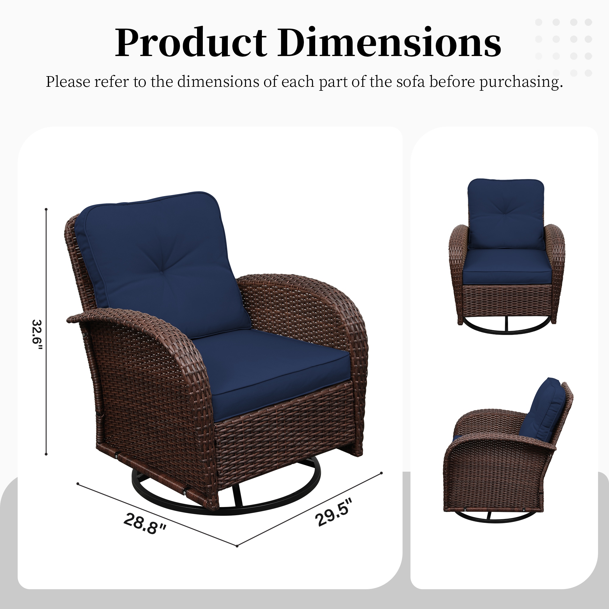 UPHA Y11BR-NAVYBLUE Patio-Conversation-Sets - View #3