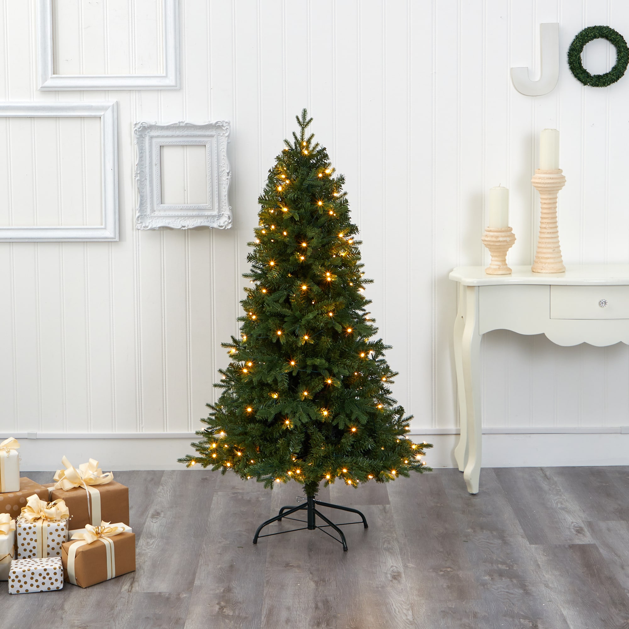 Nearly Natural 5 Ft Douglas Fir Pre Lit Artificial Christmas Tree With Led Lights In The