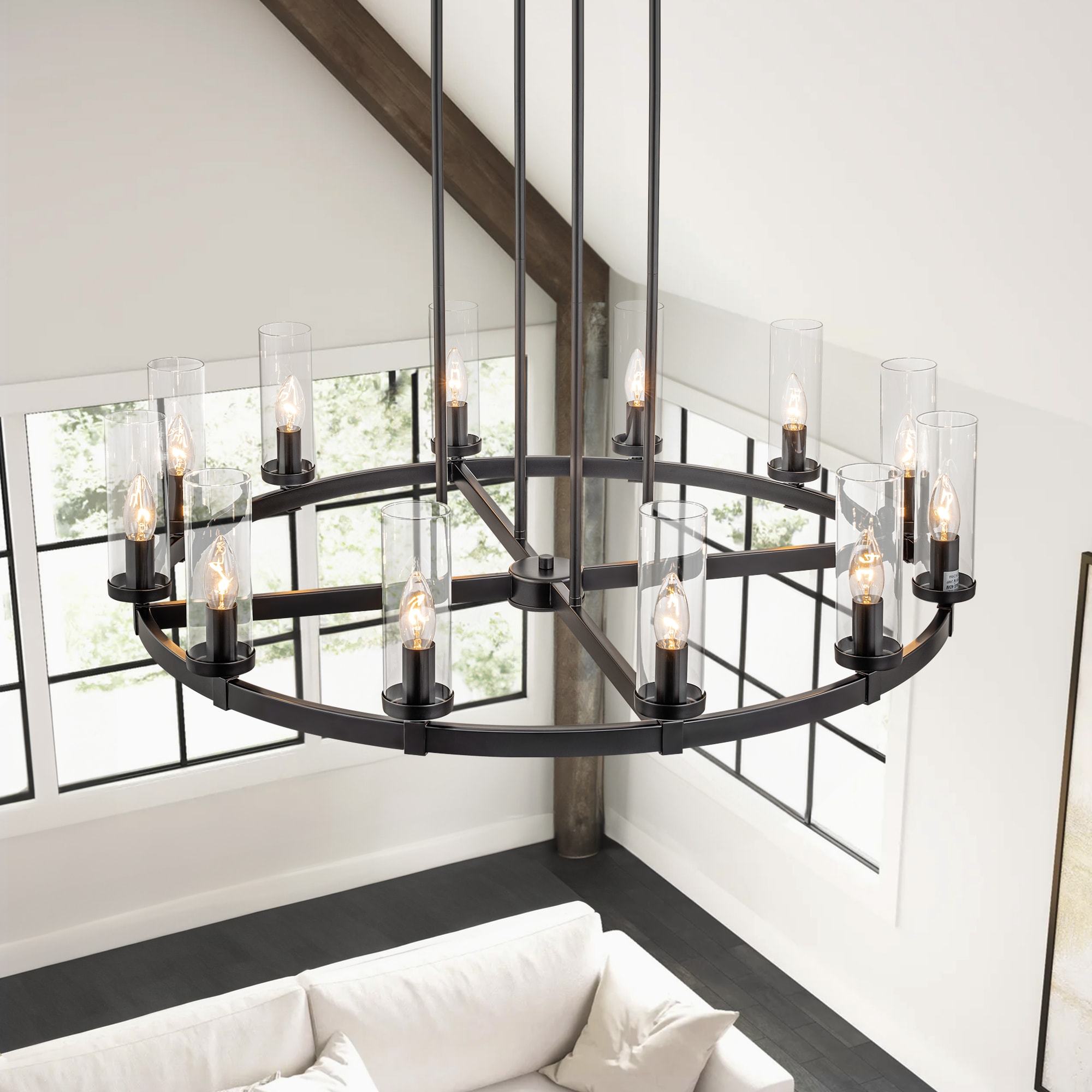 Rennnsan CL810156188 Brian 12 -Light Matte Black Modern/contemporary For Use in Bedrooms, Dining Rooms, Foyers, Kitchens, Living Rooms Chandelier