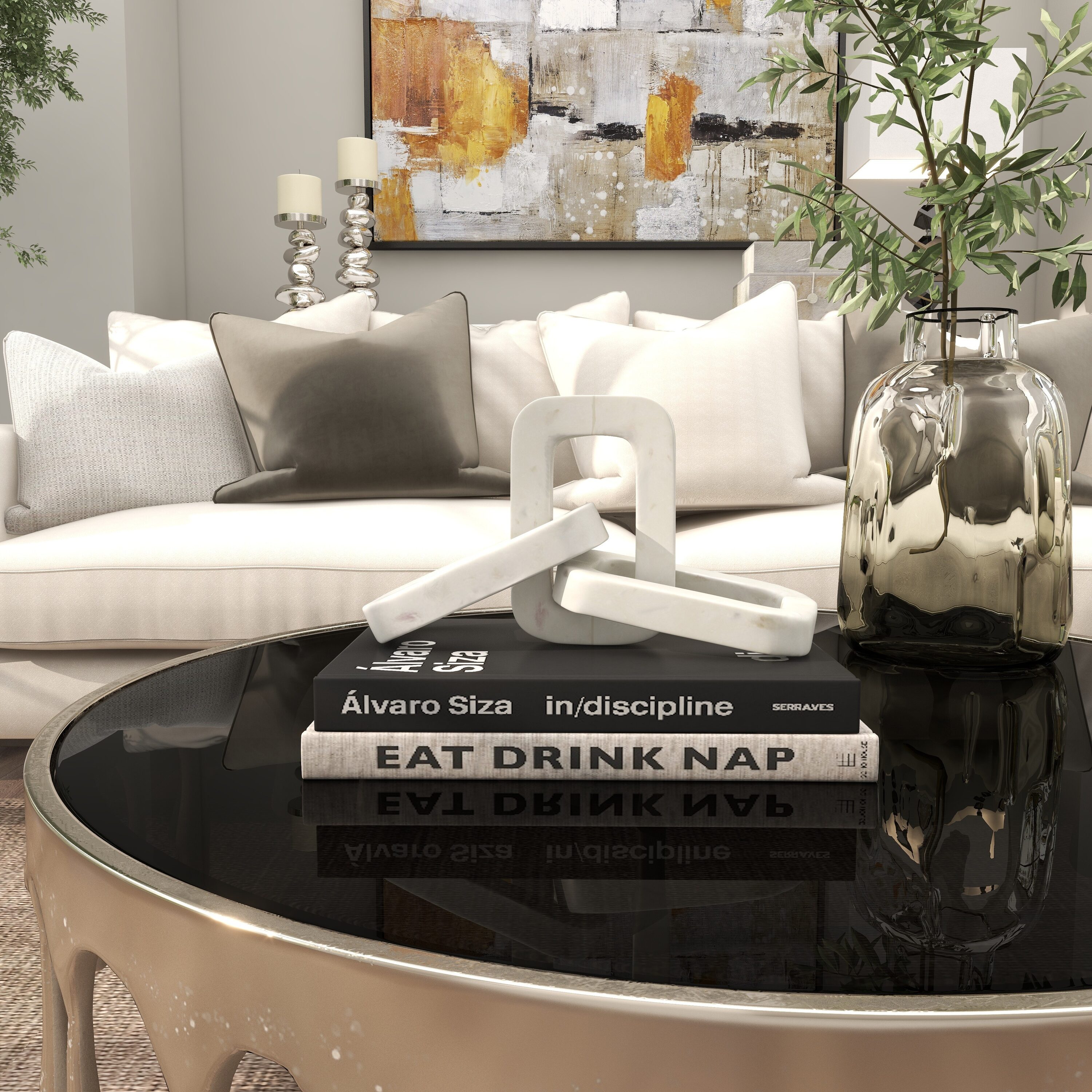 Grayson Lane 820813 White Marble Modern Sculpture