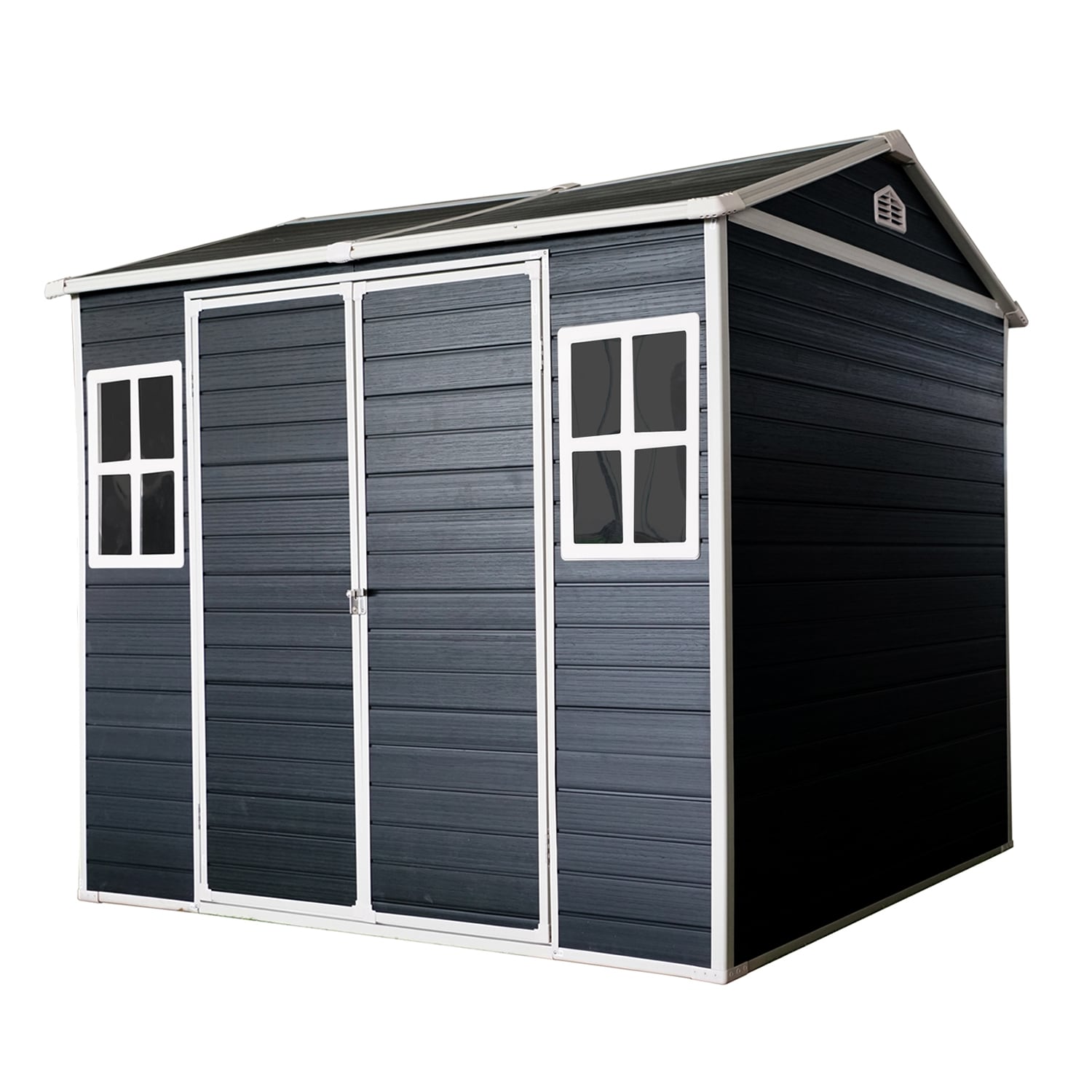 GZMR GZ-WC00048 8-ft x 6-ft Black Gable Resin Storage Shed (Floor Included)