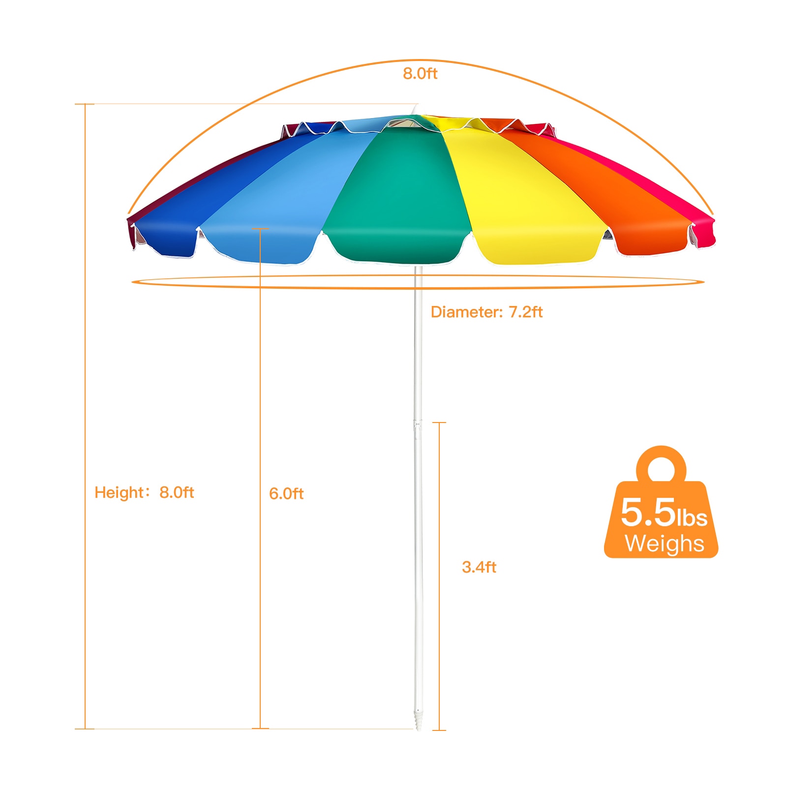 WELLFOR DOG70716CS Beach-Umbrellas - View #10