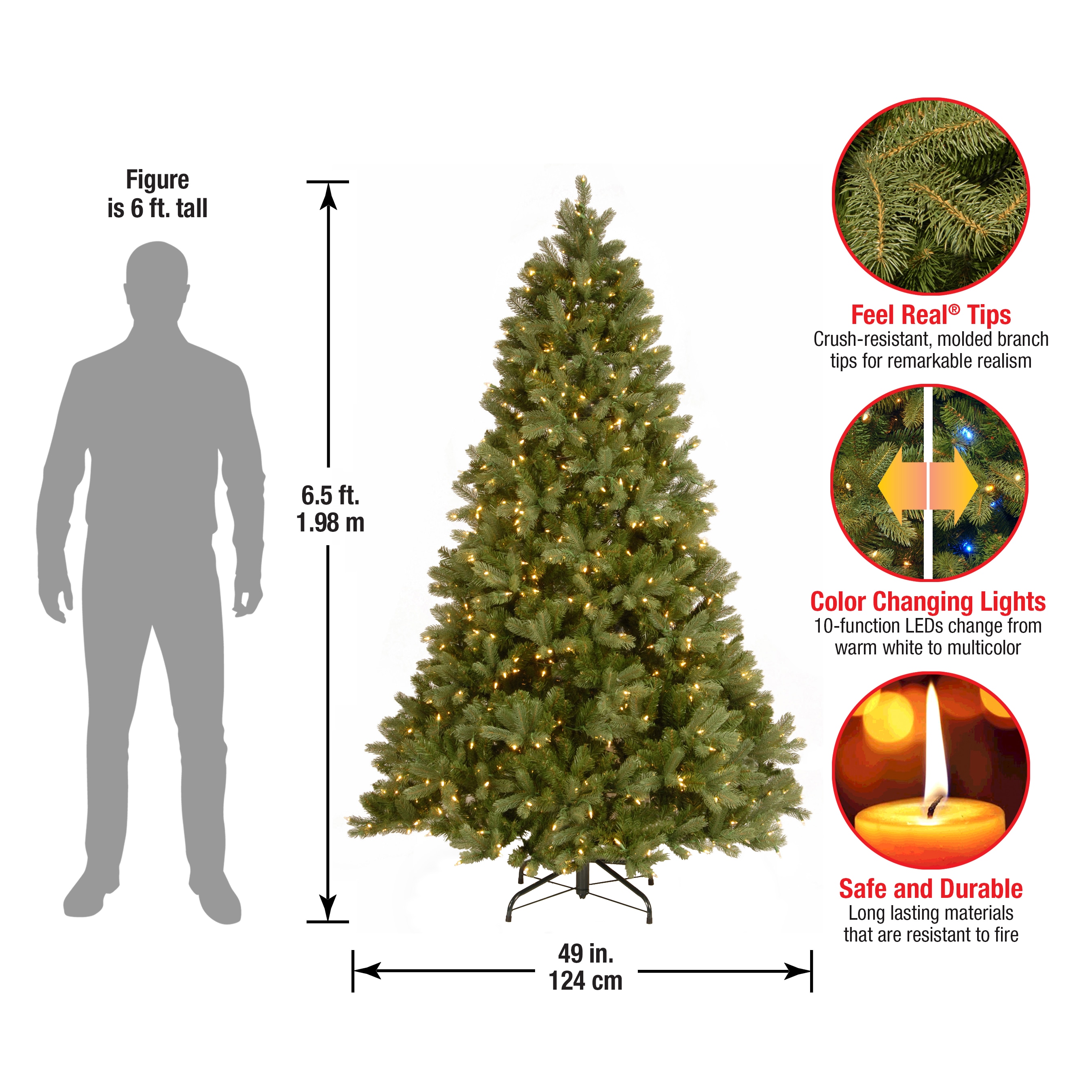 National Tree Company 6.5-ft Douglas Fir Pre-lit Artificial Christmas Tree  with LED Lights in the Artificial Christmas Trees department at