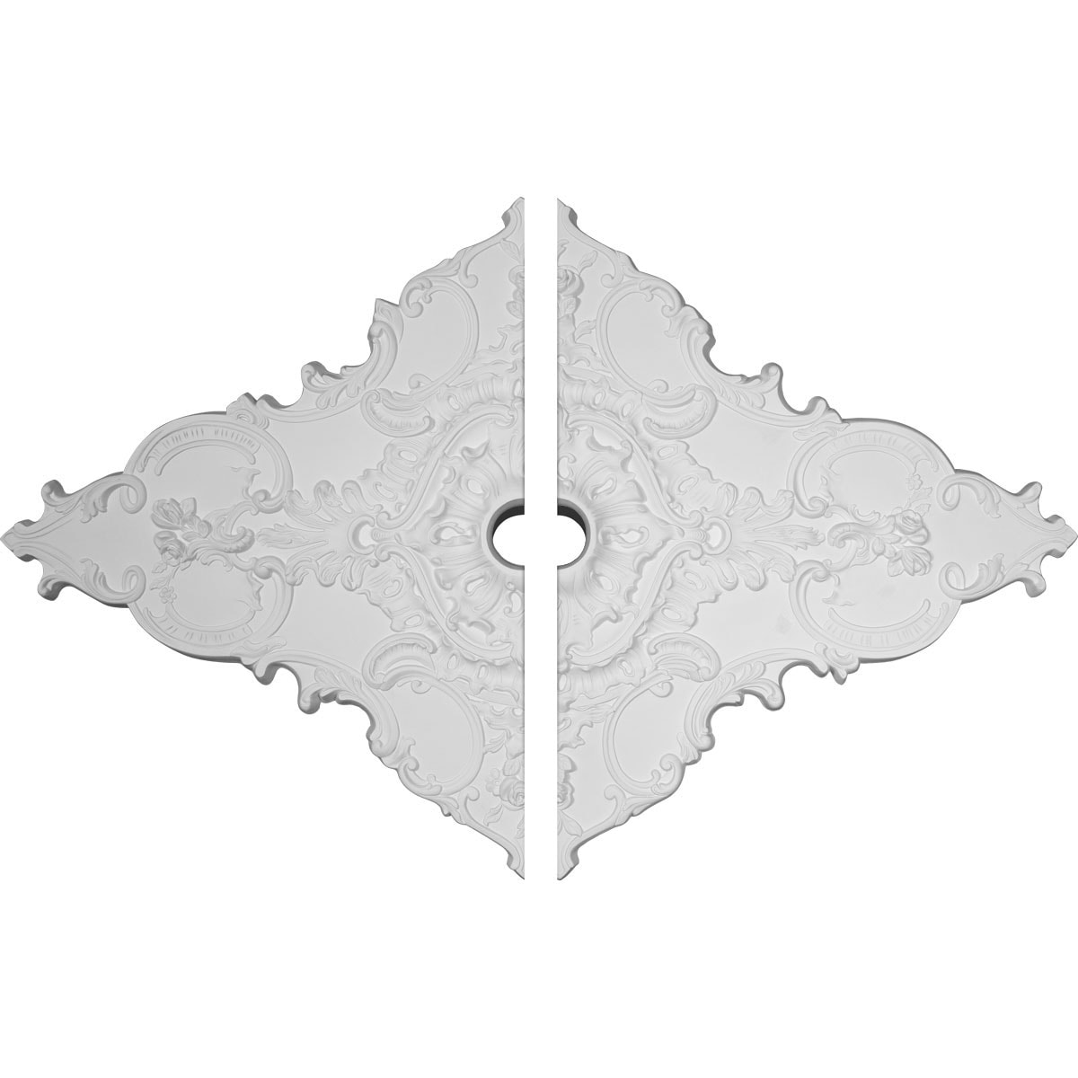 Ekena Millwork CM70X43ML2 Melchor 67.25-in W x 43.325-in L Traditional White Urethane Split Ceiling Medallion