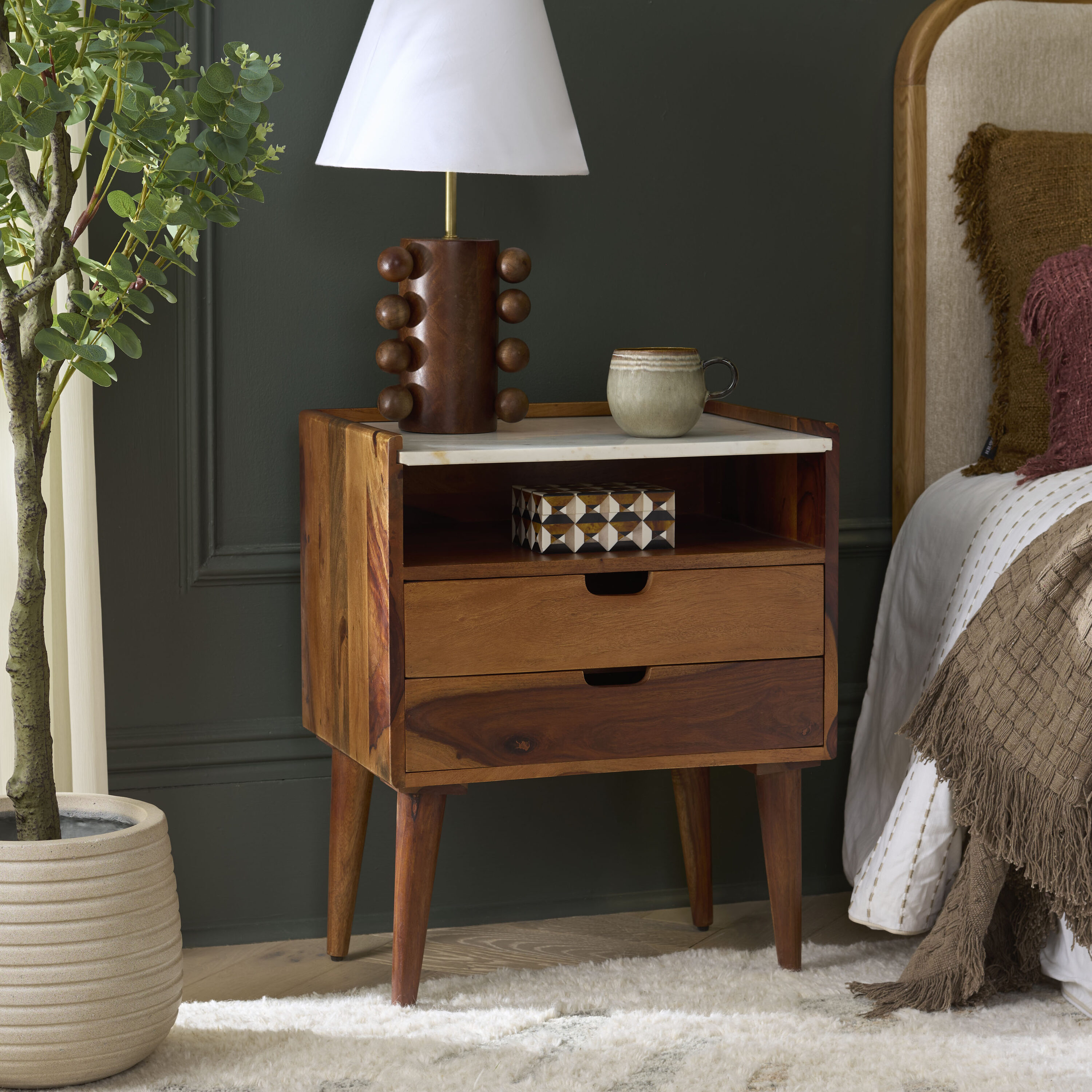 Safavieh Alexi White Marble/Brown Valet stand