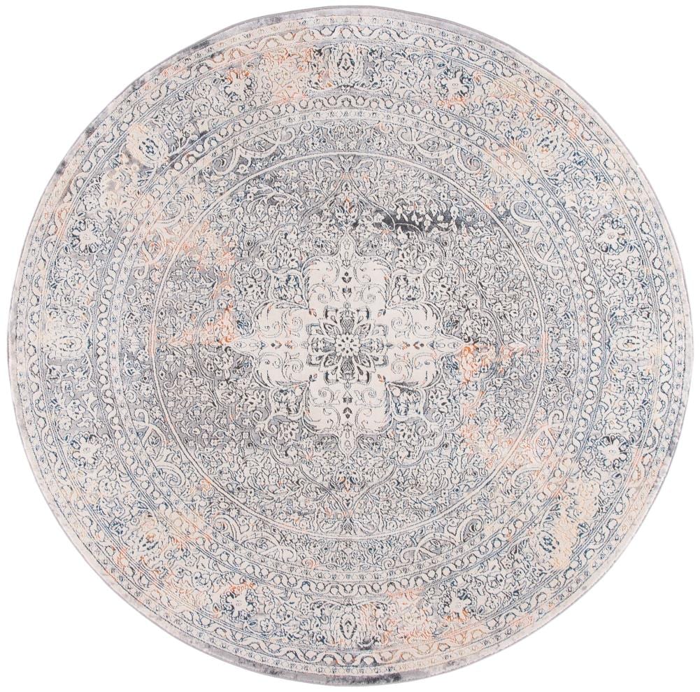 Safavieh ALH628A-7R Alhambra Franci 7 x 7 (ft) Loomed Synthetic Cream/Gray Round Indoor Floral/Botanical Area rug