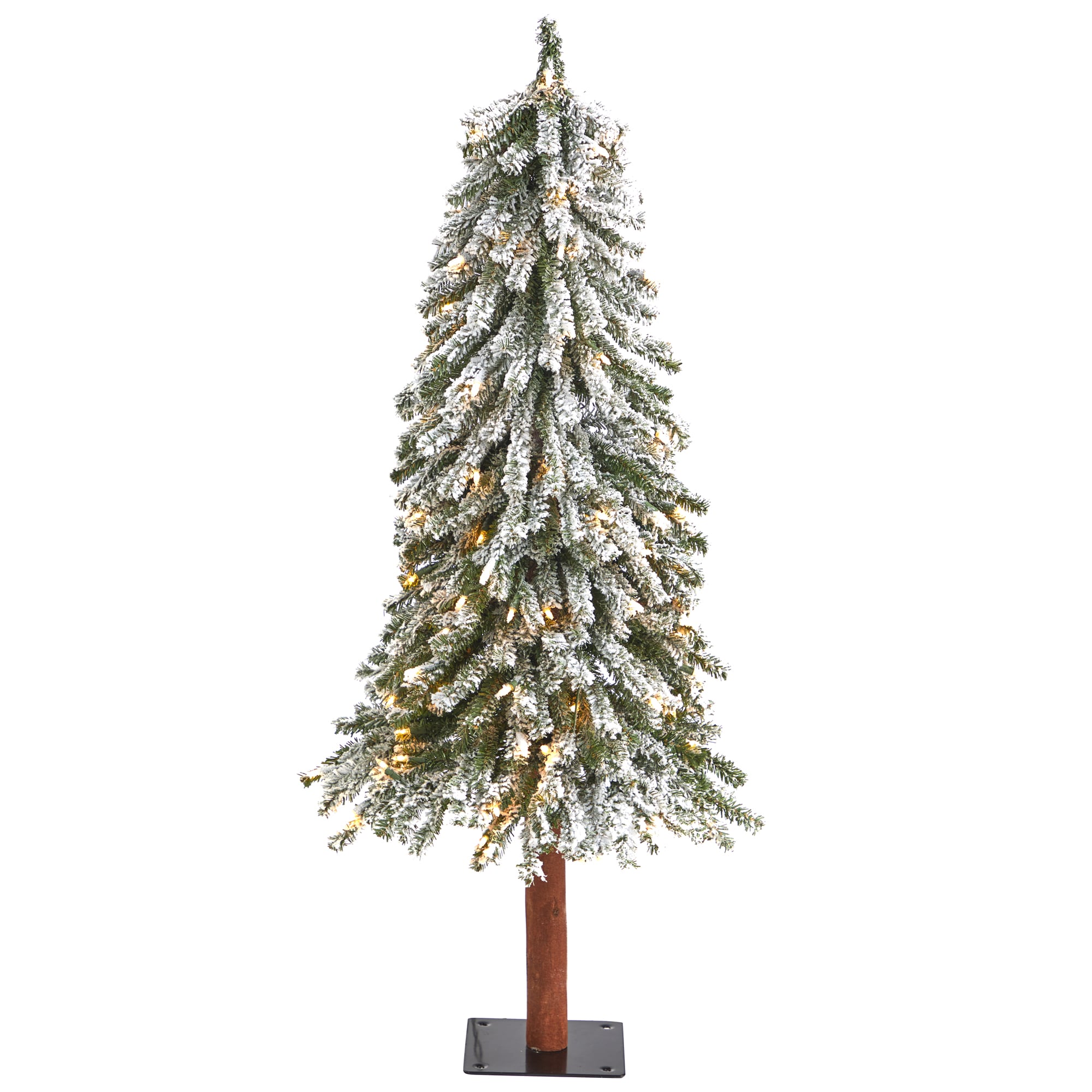 Nearly Natural T1951 4-Feet Pine Pre-lit Flocked White Artificial Christmas Tree with White LED Lights