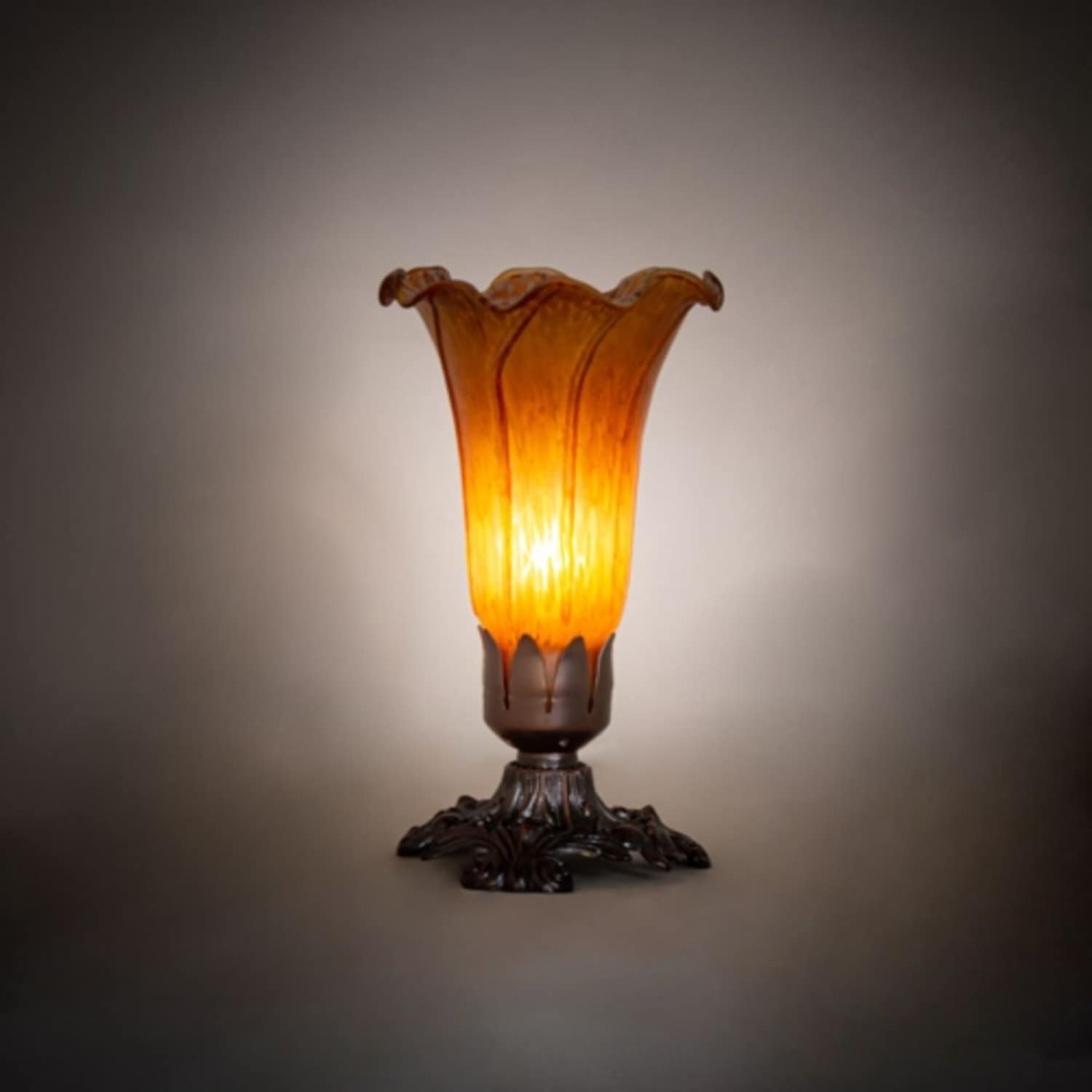 8-in Mahogany Bronze Uplight Table Lamp with Glass Shade | - Meyda Tiffany Lighting 11244
