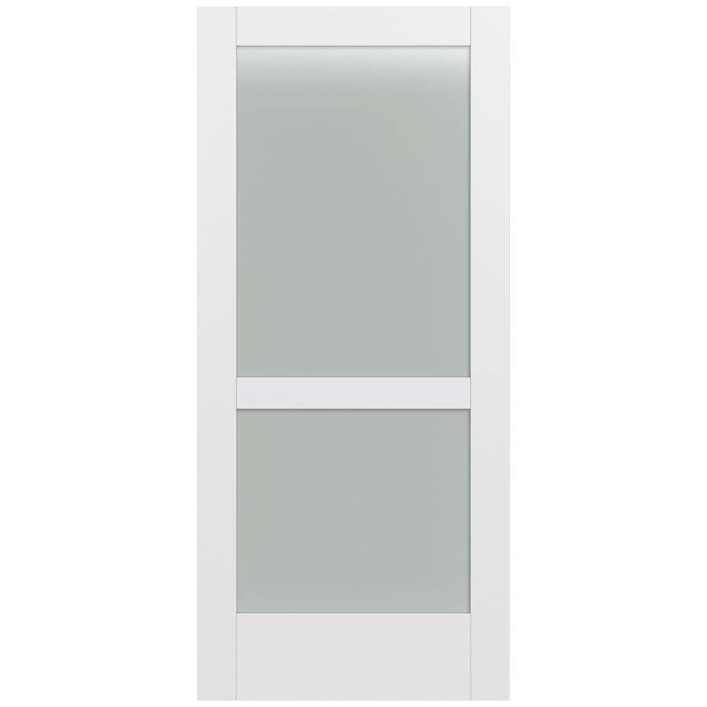 JELD-WEN LOWOLJW221100287 MODA 1023W 36-in x 80-in Primed 2-panel square Frosted glass Smooth Solid core Primed MDF Slab Door