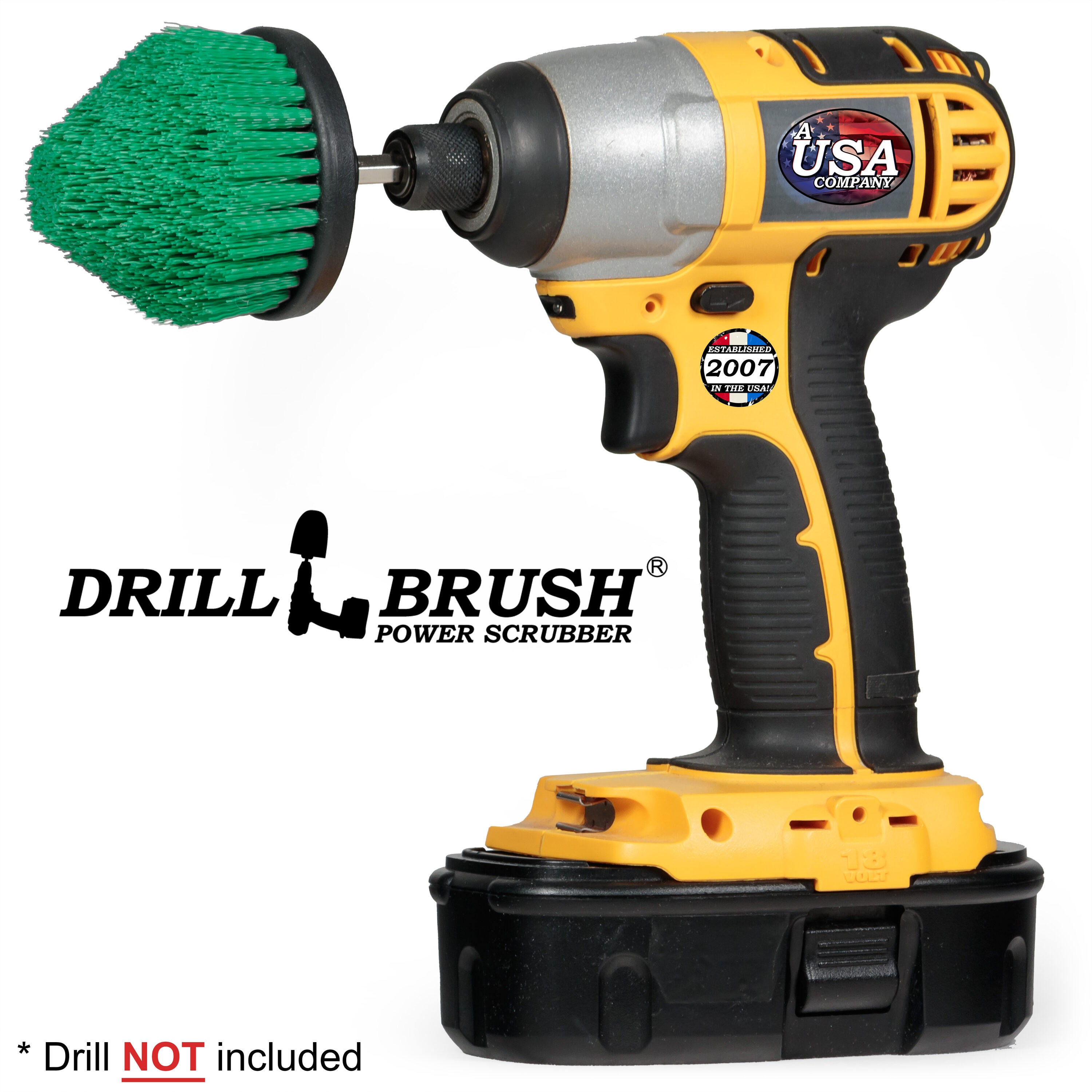 Drillbrush Green Cone Brush - Medium Stiffness Scrubber for Kitchen Surfaces and Appliances