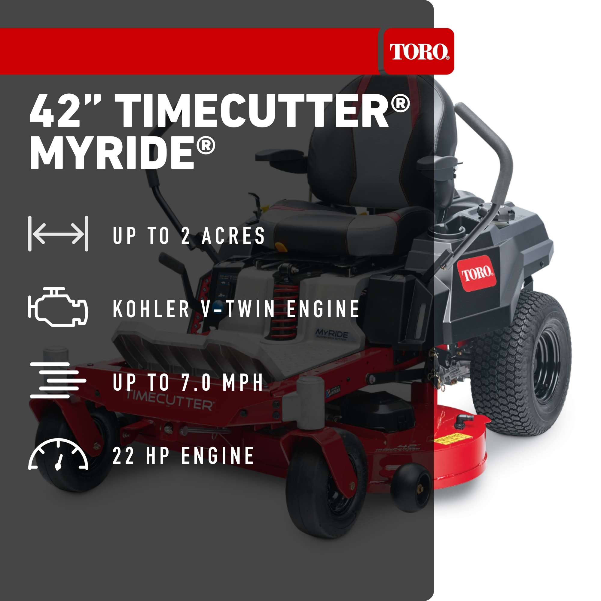 Toro TimeCutter MyRIDE 42-in 22 -HP V-twin Gas Zero-turn