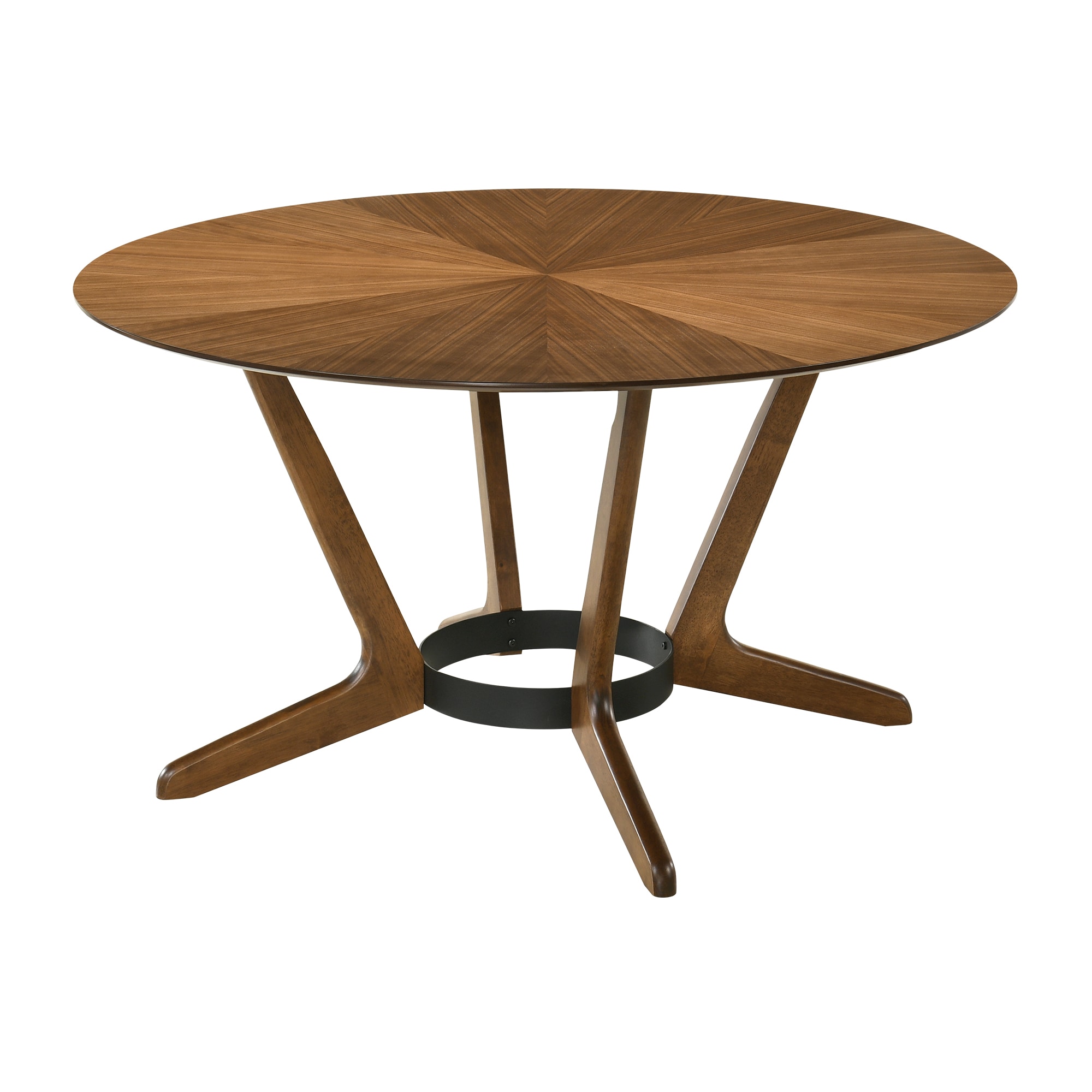 Armen Living LCSATBLWA Walnut Round Contemporary/Modern Dining Table, Wood with Rubberwood Wood Pedestal Base 54-Inches L x 29.5-Inches H
