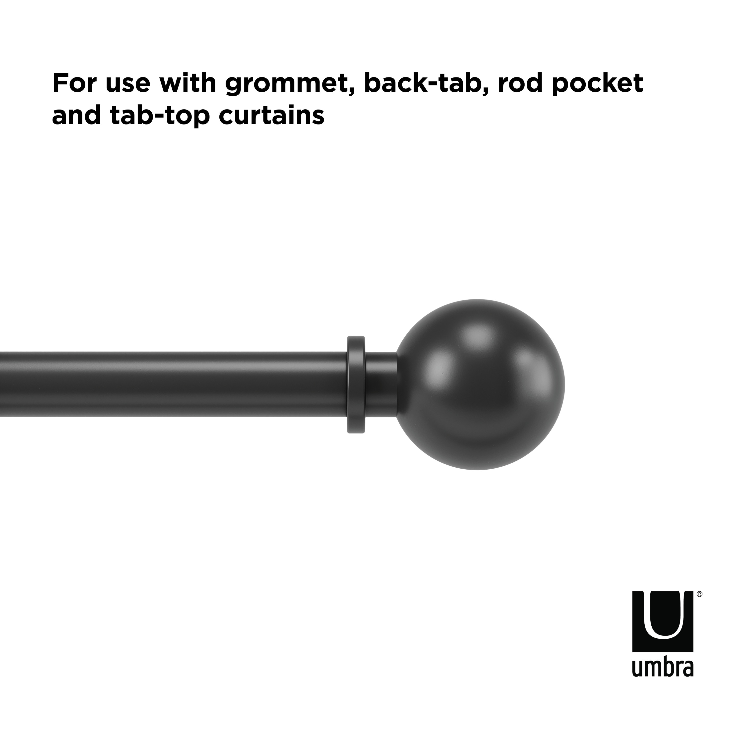 Matte Black Adjustable Steel Curtain Rod with Ball Finials