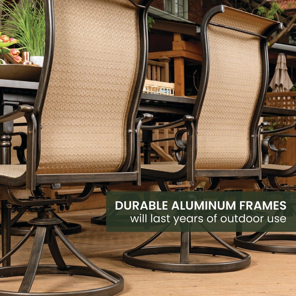 Brigantine 9-Piece Beige and Black Aluminum Outdoor Dining Set