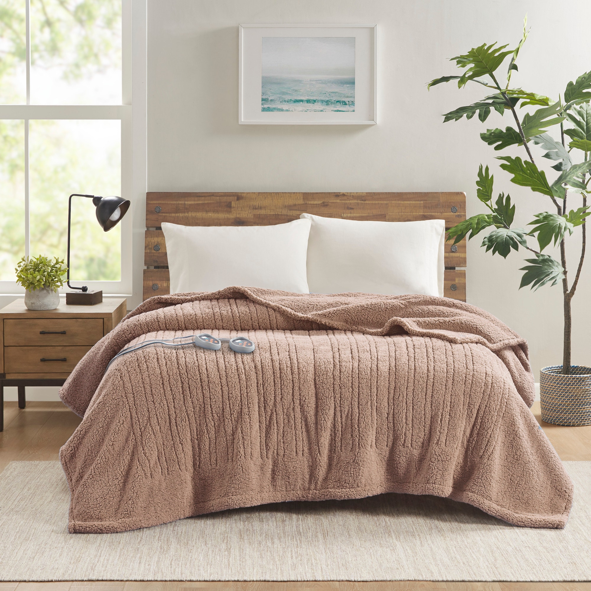 True North by Sleep Philosophy TN54-0506 Brown 100-in x 90-in Polyester Heated blanket