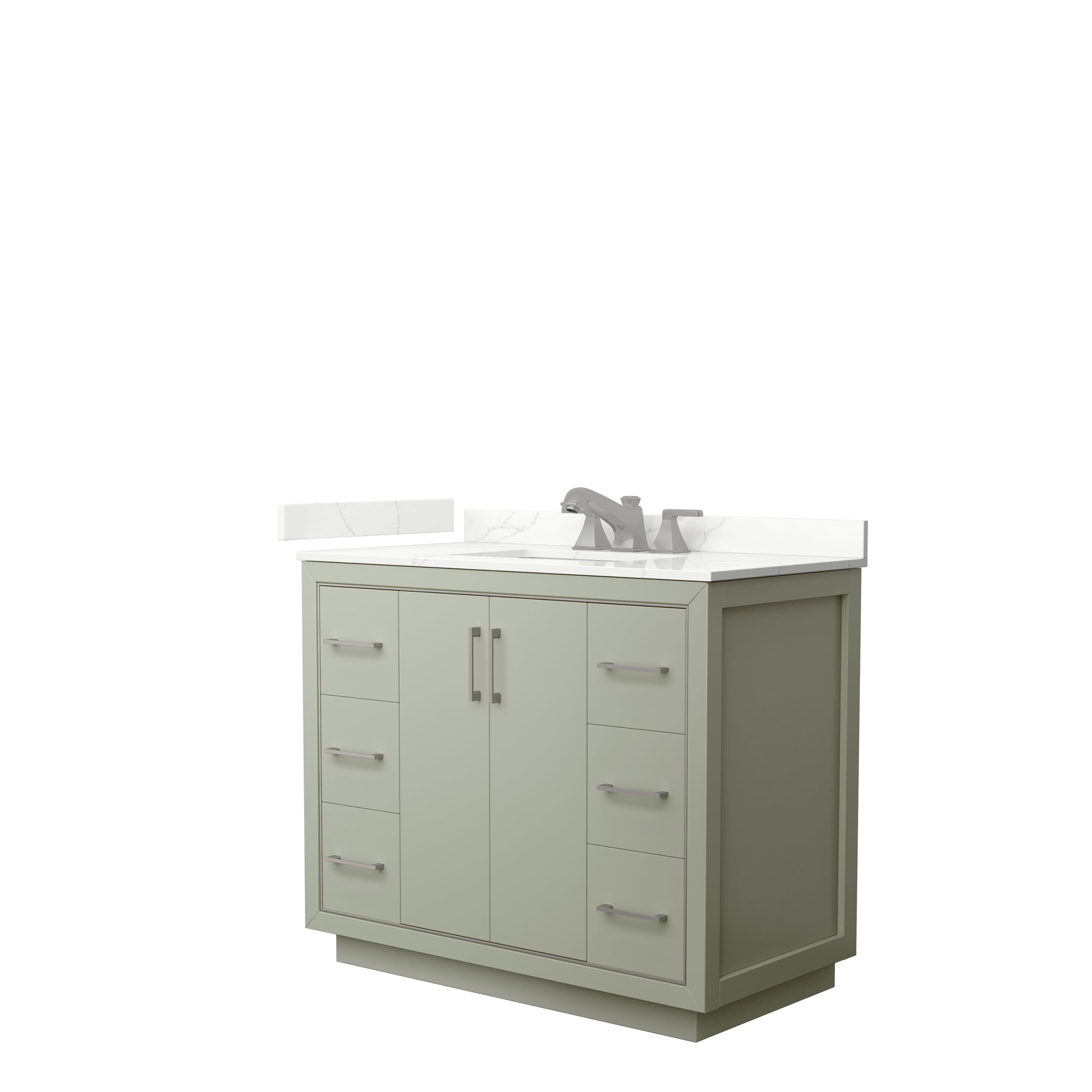 Wyndham Collection WCF111142SLGGTUS3MXX Icon 42-in Light Green Undermount Single Sink Bathroom Vanity with Giotto Quartz Top