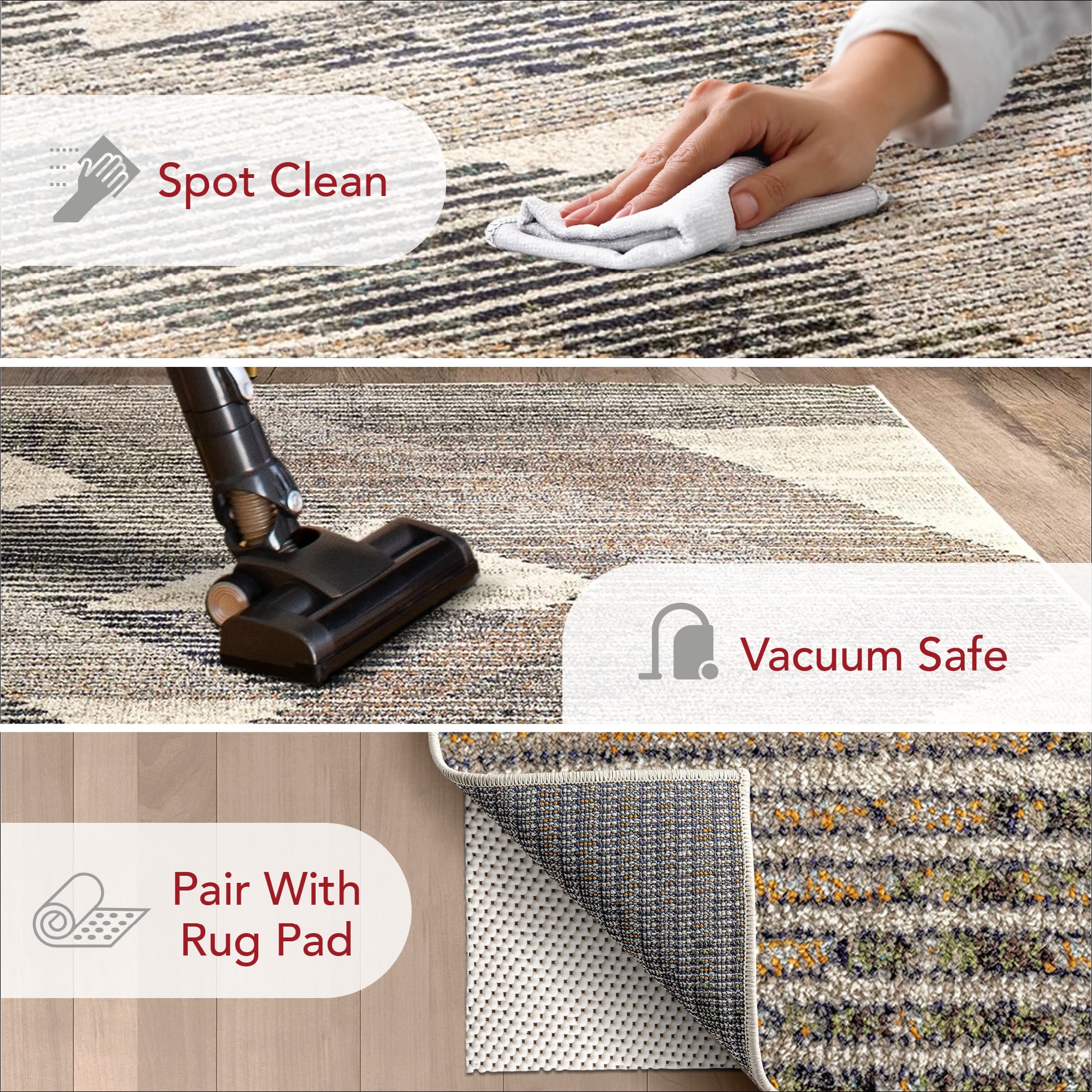 Adrienne Gray Abstract Washable Synthetic Area Rug