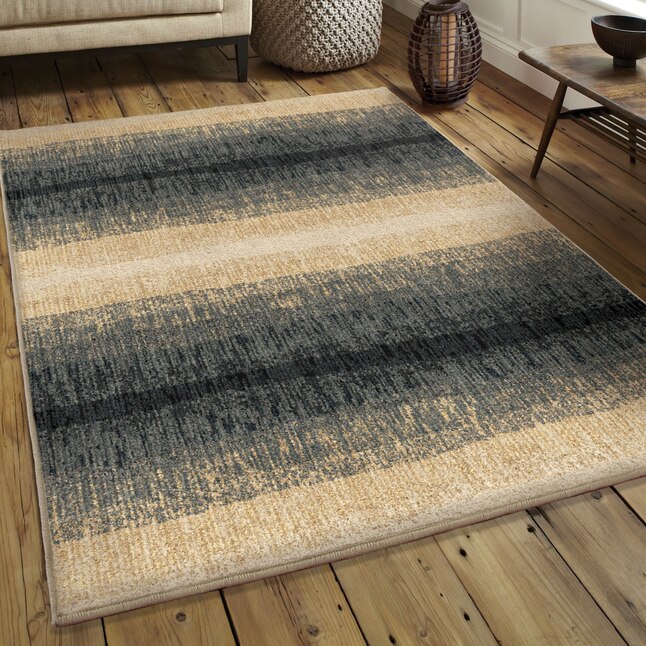 Orian Rugs Glamour 5 x 7 Beige-blue Stripe Area Rug in the Rugs ...