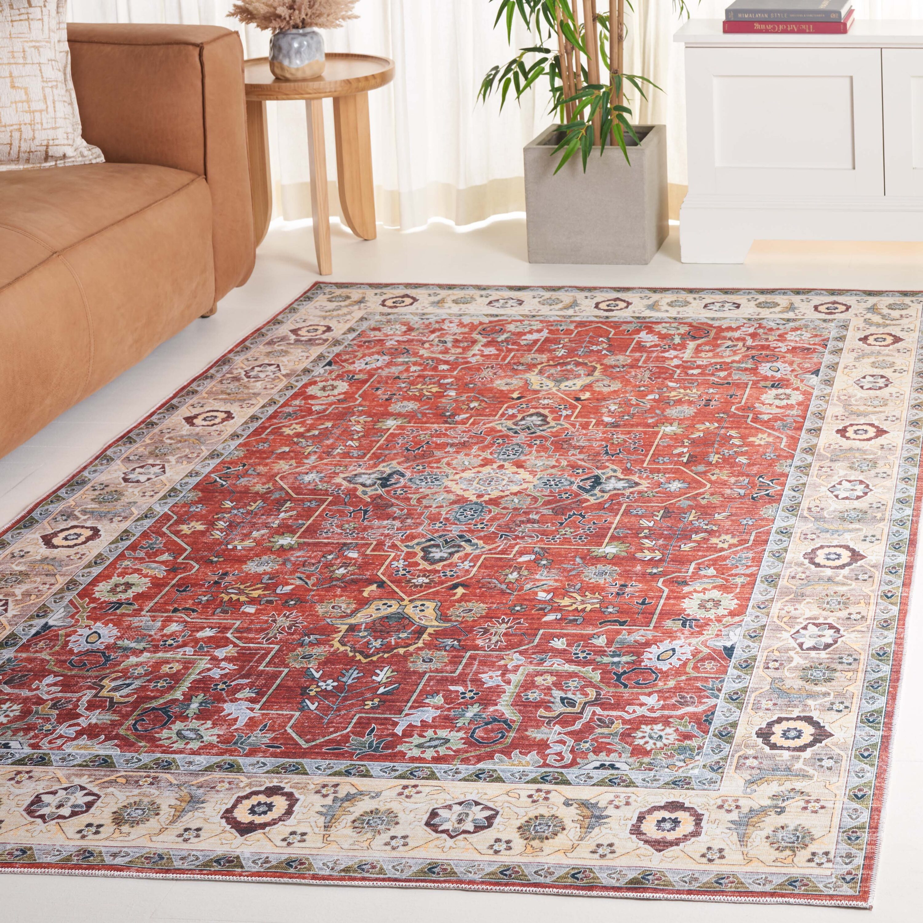 Arizona 4 x 6 (ft) Loomed Polyester Rust/Beige Rectangular Indoor Mid-Century Modern Spot Clean Only Area rug