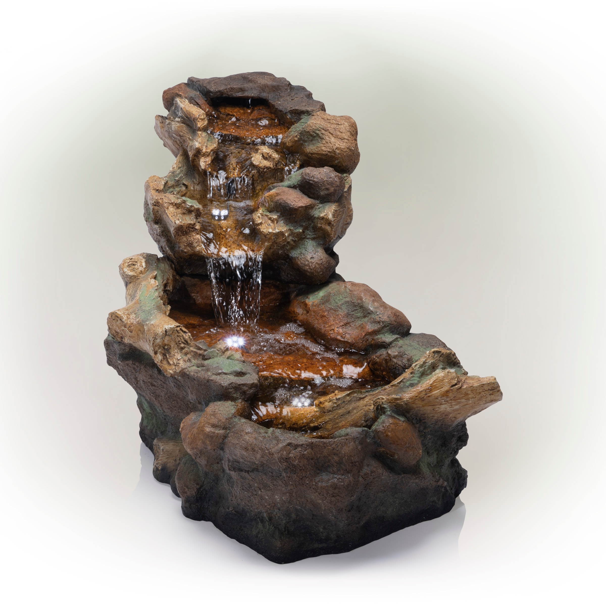 Alpine Corporation TZL288 20-in H Resin Tiered Outdoor Fountain Pump Included