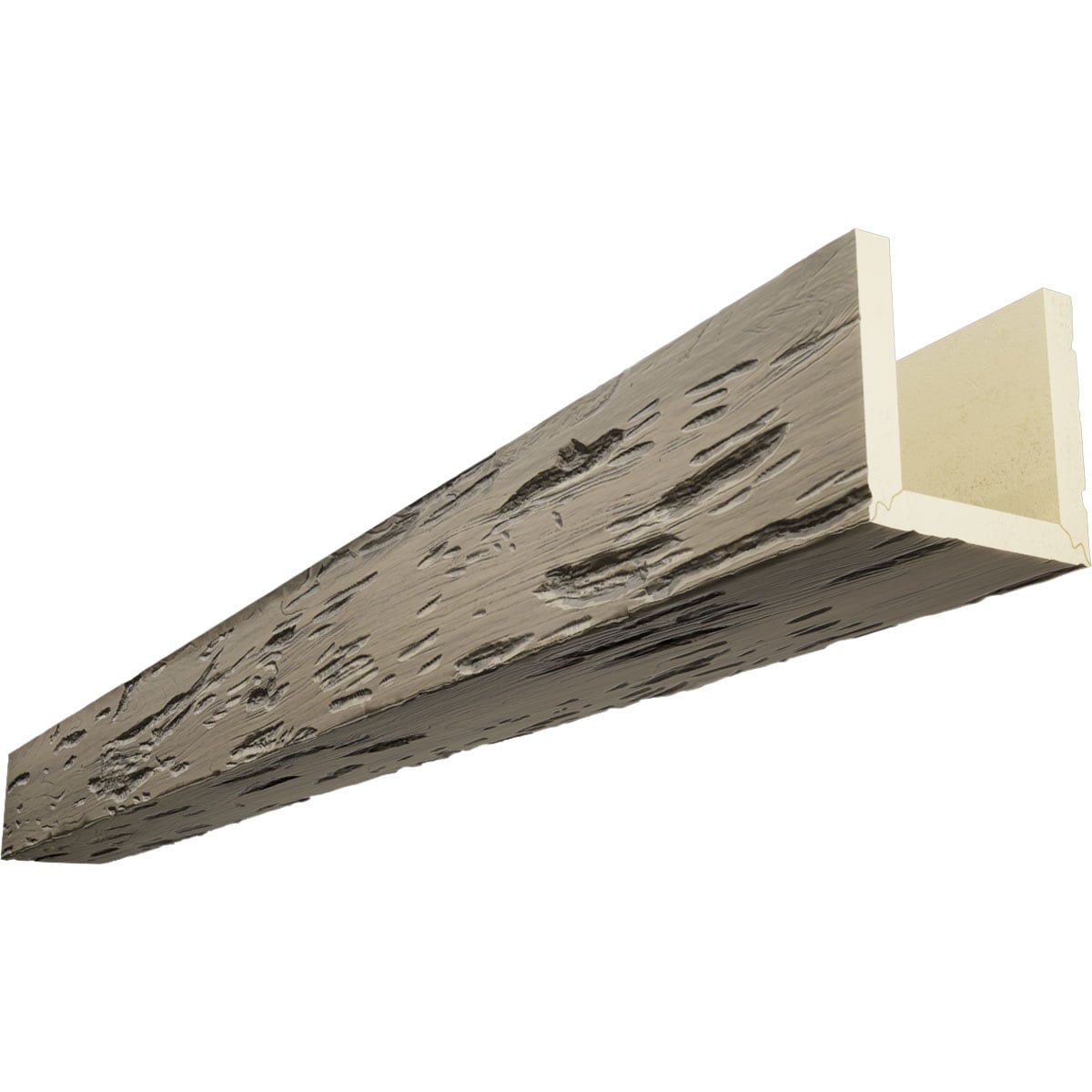 Ekena Millwork BMPC3C0120X040X168AL 1-in x 12-in x 14-ft Almond Finished Urethane U-Shaped Decorative Beam