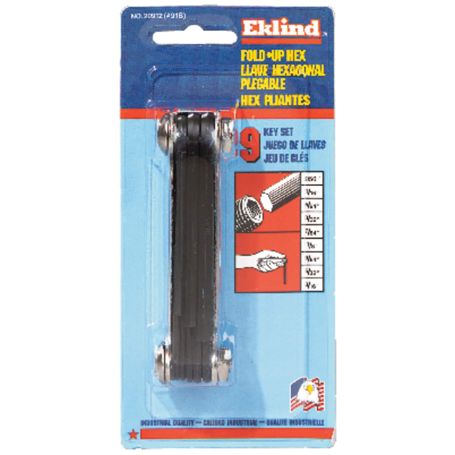 Eklind  .050 to 3/16 in. SAE Fold Up Hex Key Set 9 pc