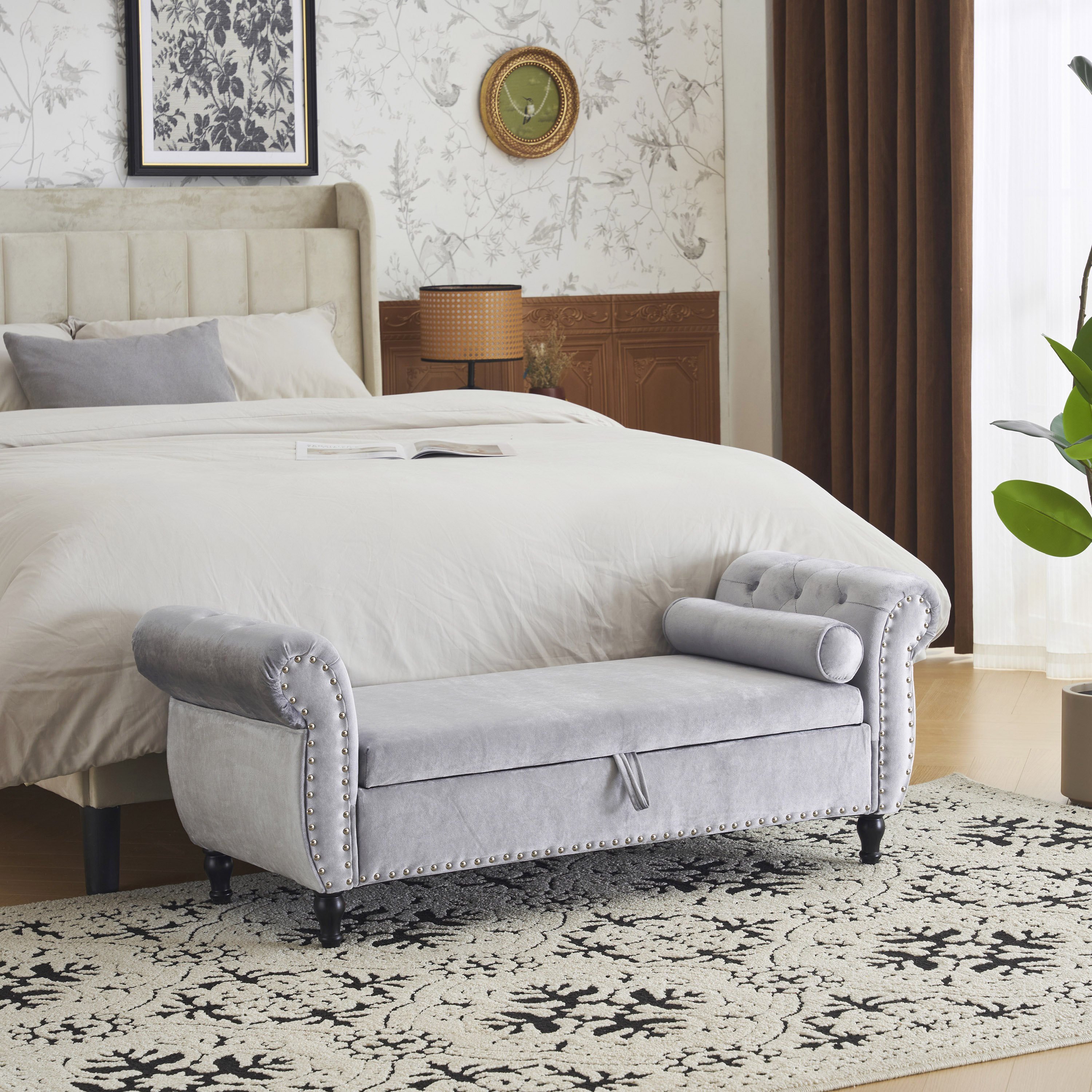Best Selling Home Decor 319793 Modern Gray Storage Ottoman