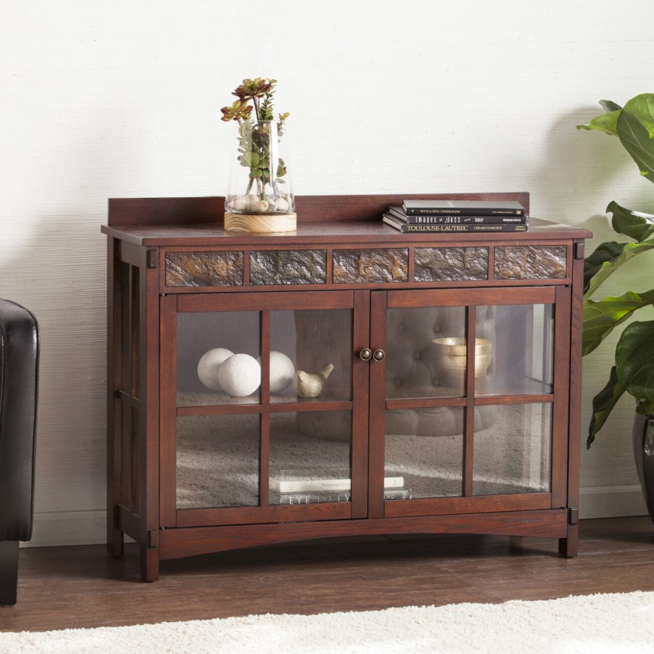 HomeRoots 4000401670 Contemporary/Modern Brown Wood Fir Curio Cabinet